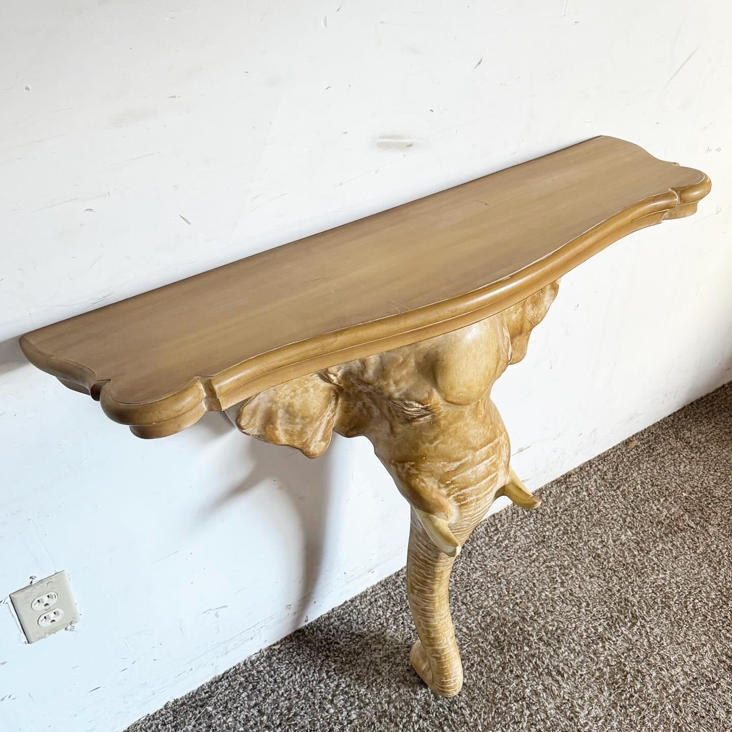Unknown 1970s Elephant Sconce Console Table by Chapman For Sale