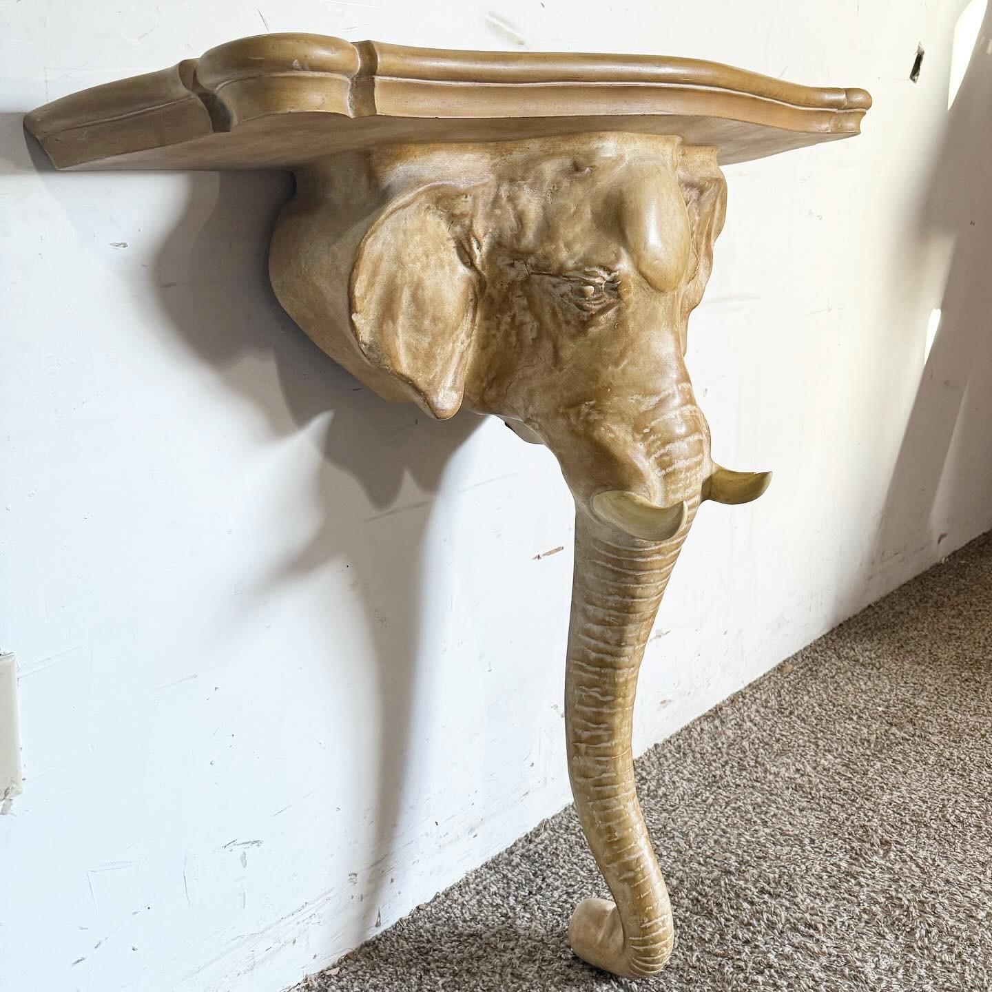Wood 1970s Elephant Sconce Console Table by Chapman For Sale