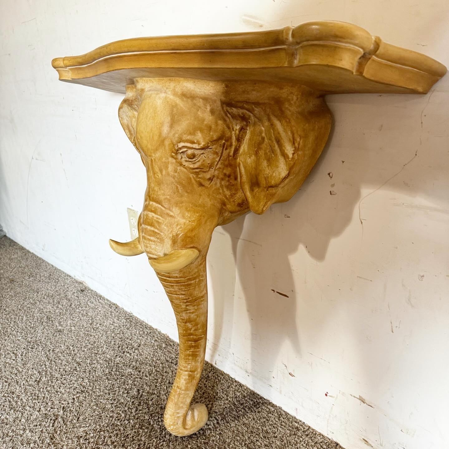 1970s Elephant Sconce Console Table by Chapman For Sale 3