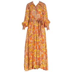 1970s Elizabeth Arden Paisley Sequined Pallazo Pant Jumpsuit