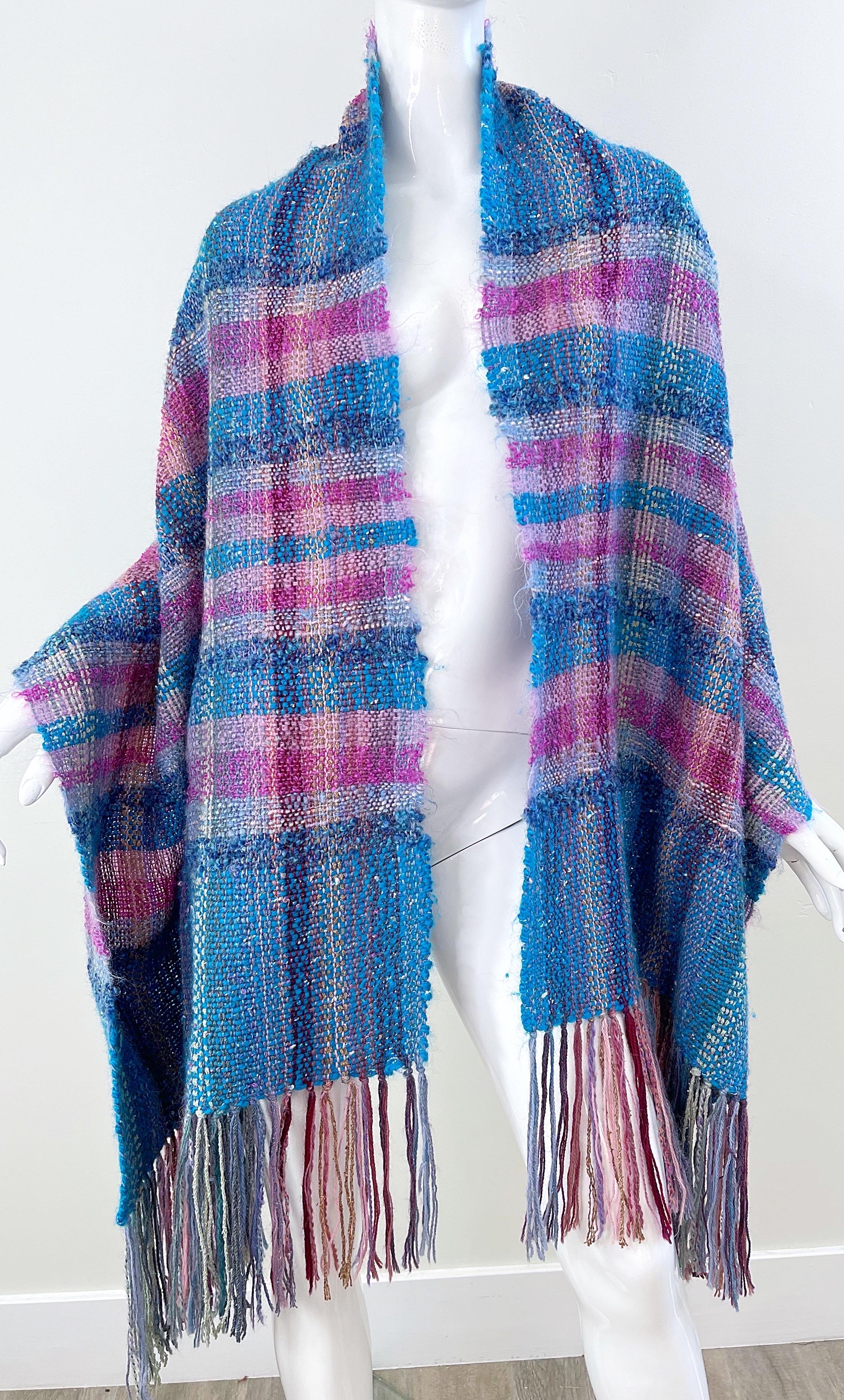 1970s Elizabeth Jenkins Extra Large New Mexico Mohair Vintage 70s Shawl Scarf For Sale 7