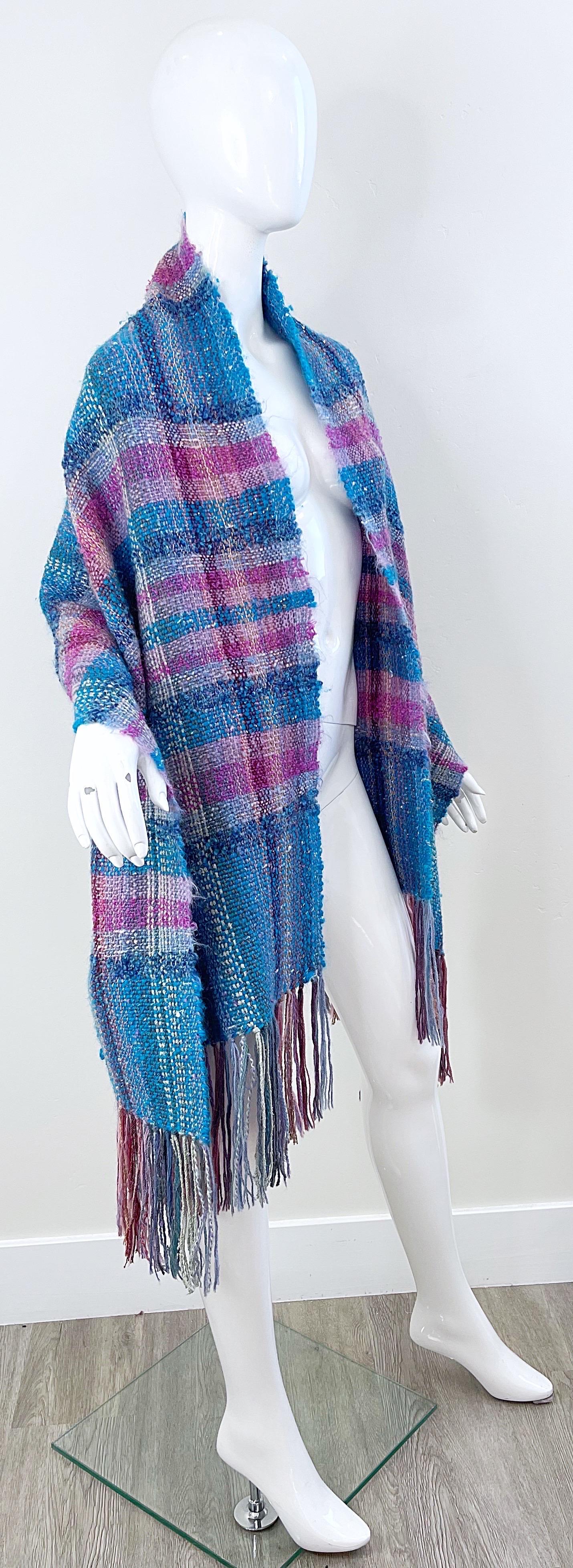 1970s Elizabeth Jenkins Extra Large New Mexico Mohair Vintage 70s Shawl Scarf For Sale 9