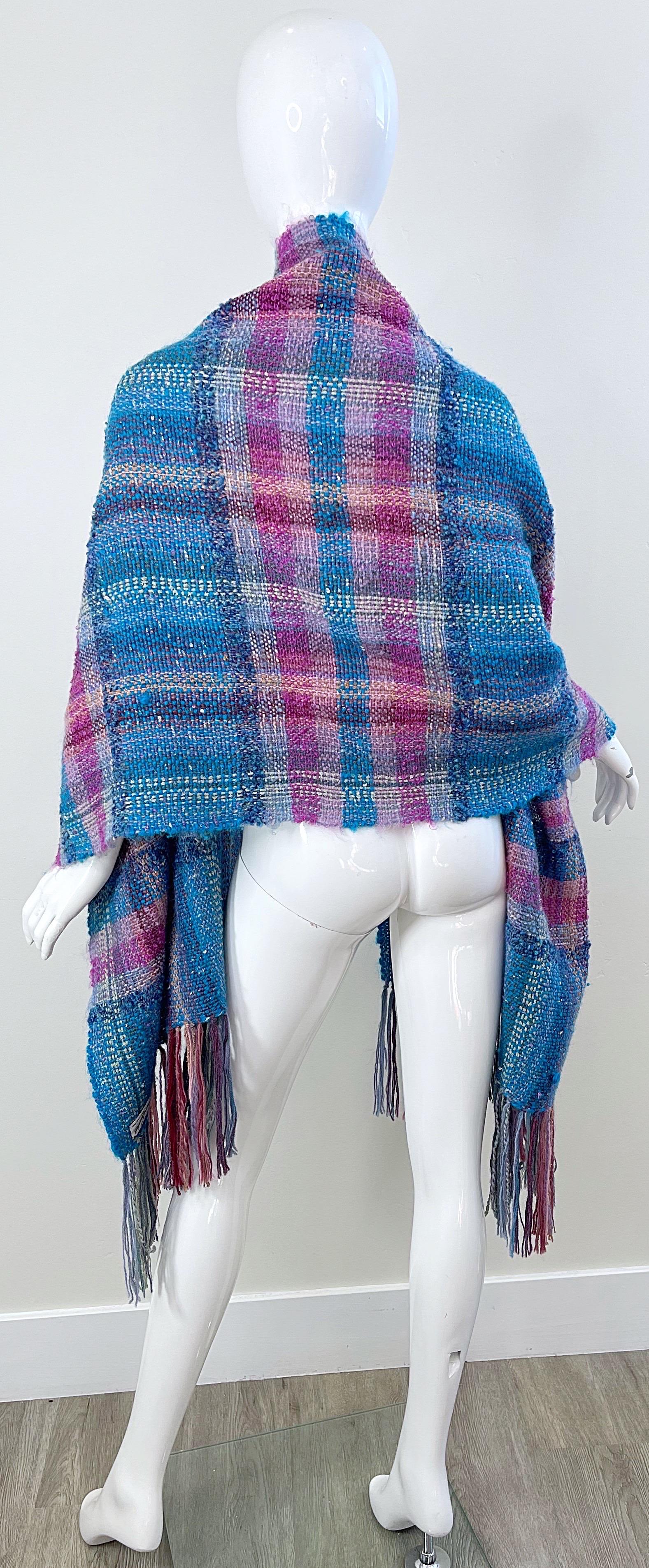 1970s Elizabeth Jenkins Extra Large New Mexico Mohair Vintage 70s Shawl Scarf For Sale 10