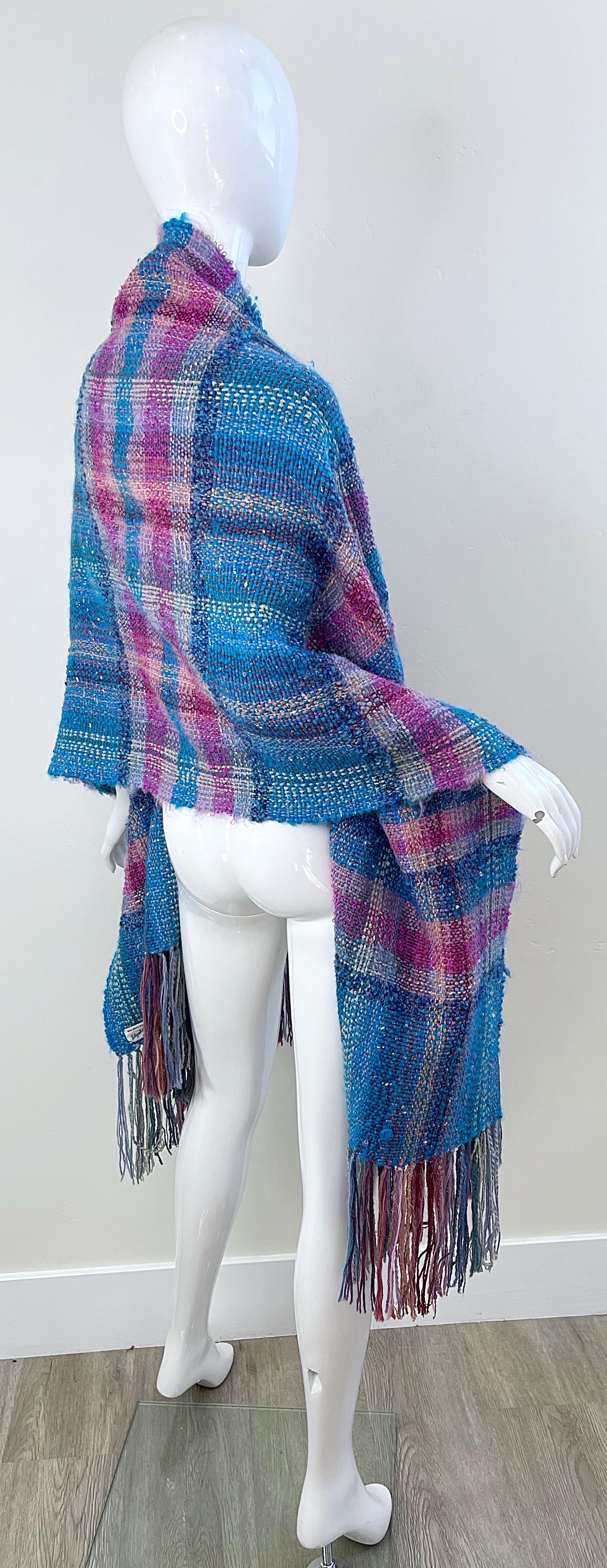 1970s Elizabeth Jenkins Extra Large New Mexico Mohair Vintage 70s Shawl Scarf For Sale 14