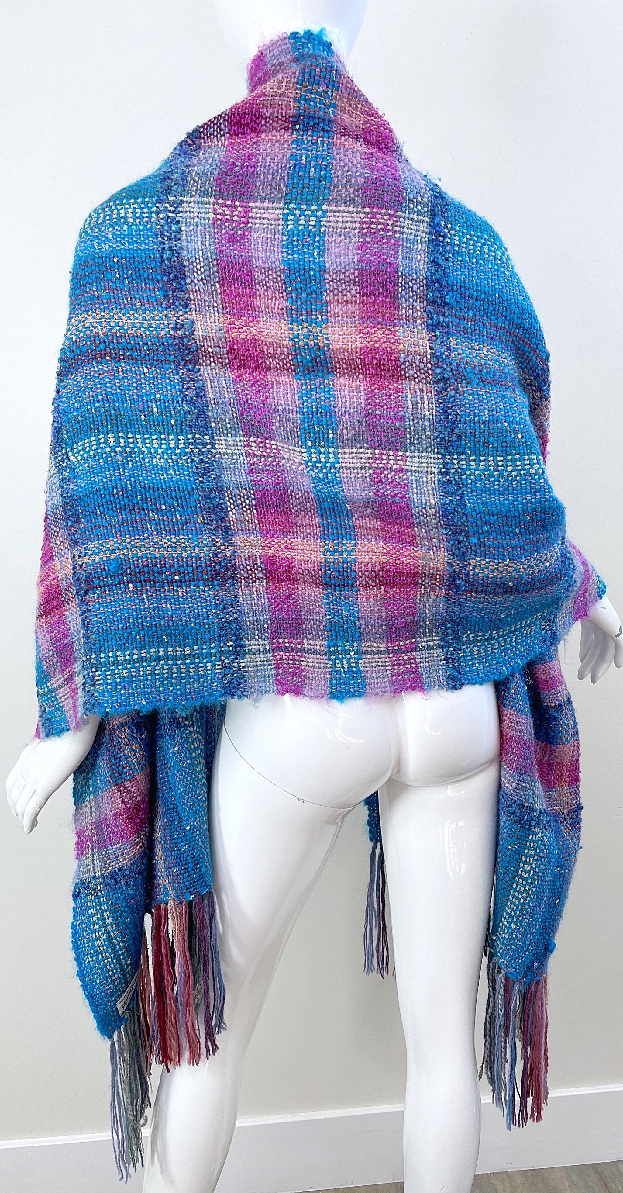1970s Elizabeth Jenkins Extra Large New Mexico Mohair Vintage 70s Shawl Scarf For Sale 1
