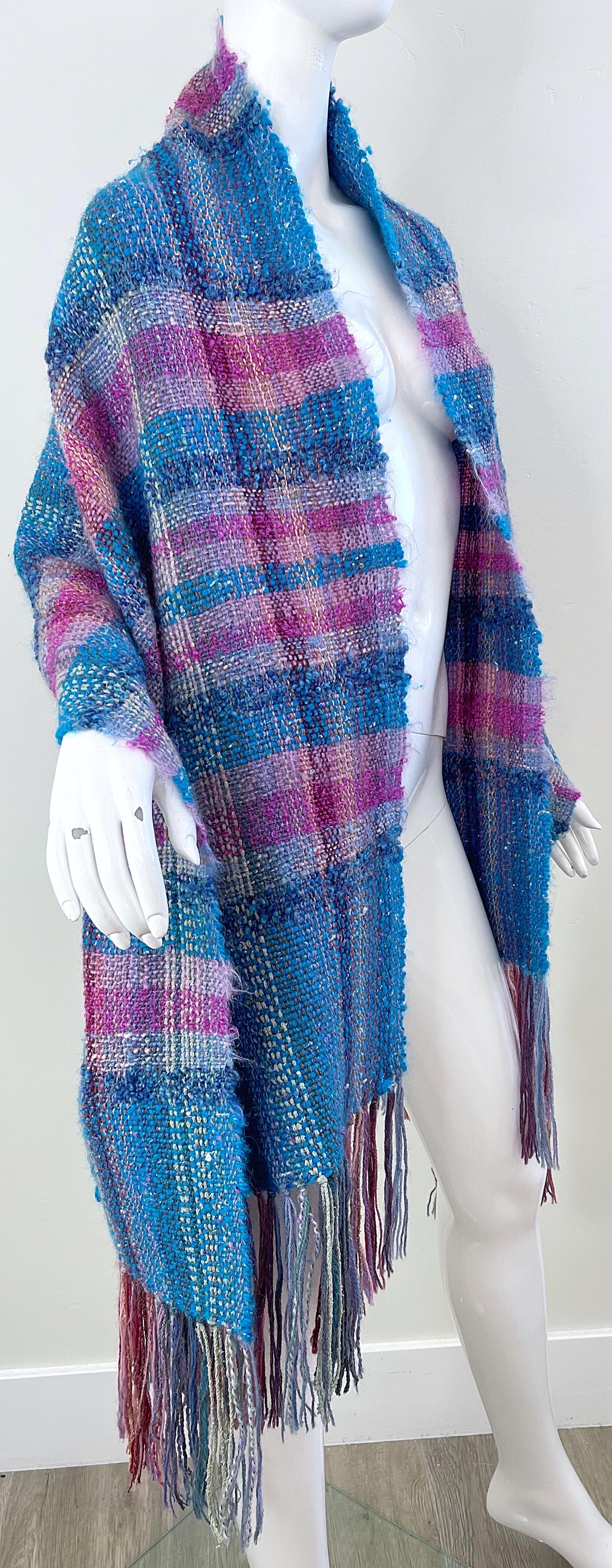 1970s Elizabeth Jenkins Extra Large New Mexico Mohair Vintage 70s Shawl Scarf For Sale 3