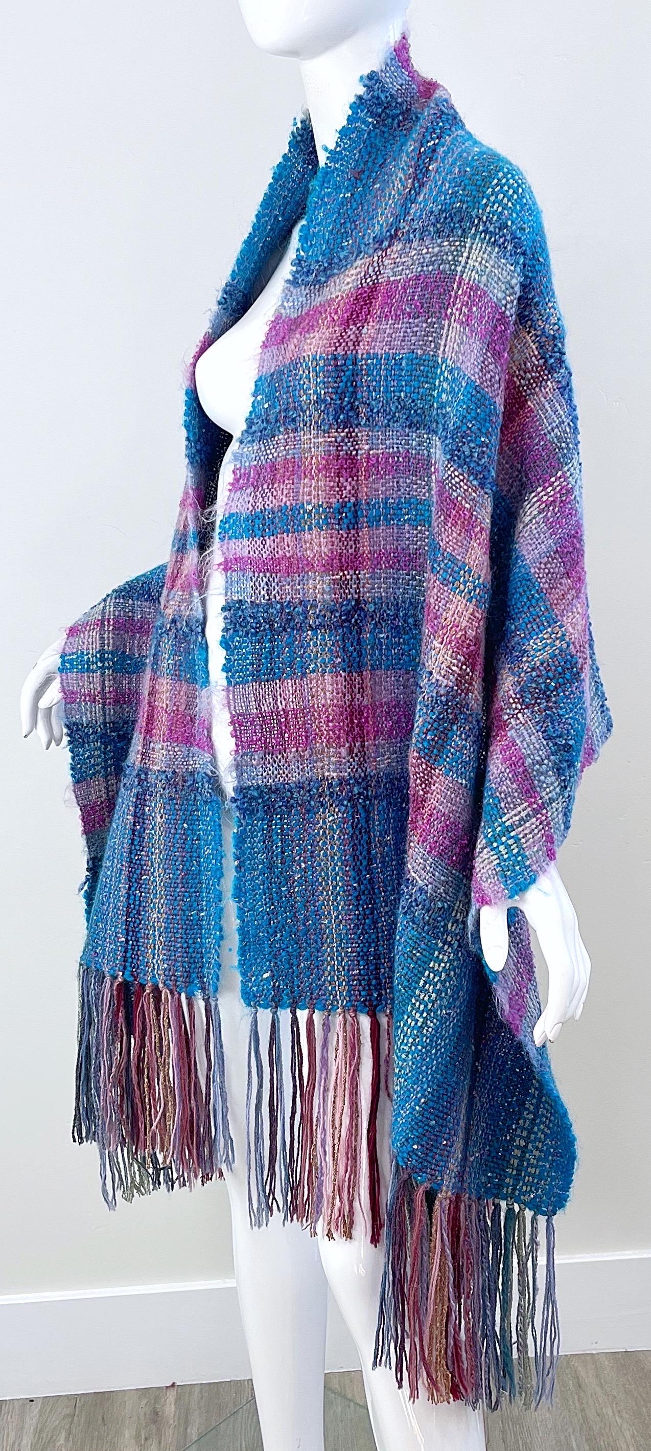 1970s Elizabeth Jenkins Extra Large New Mexico Mohair Vintage 70s Shawl Scarf For Sale 5