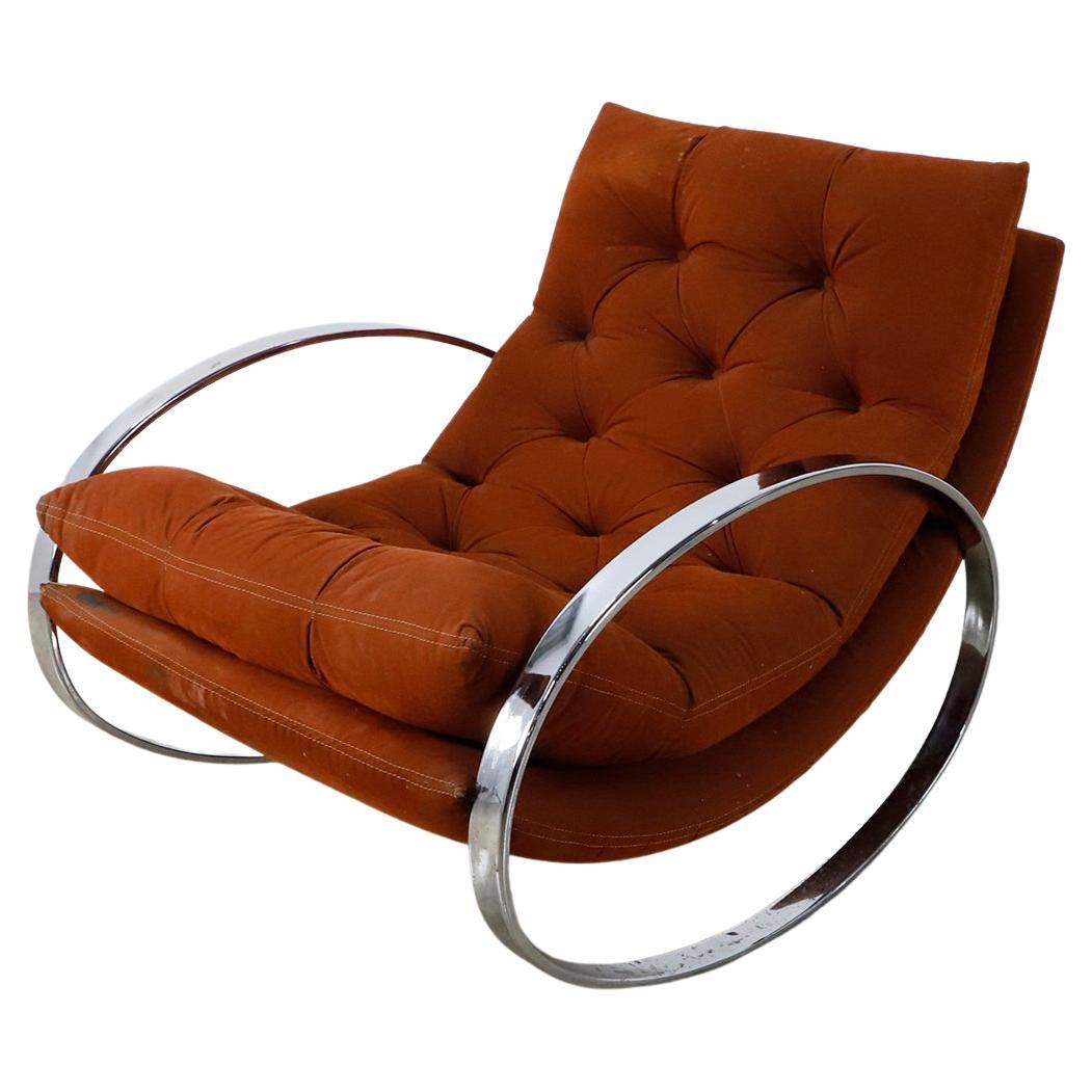 1970s Ellipse Tubular Chrome Rocking Chair For Sale