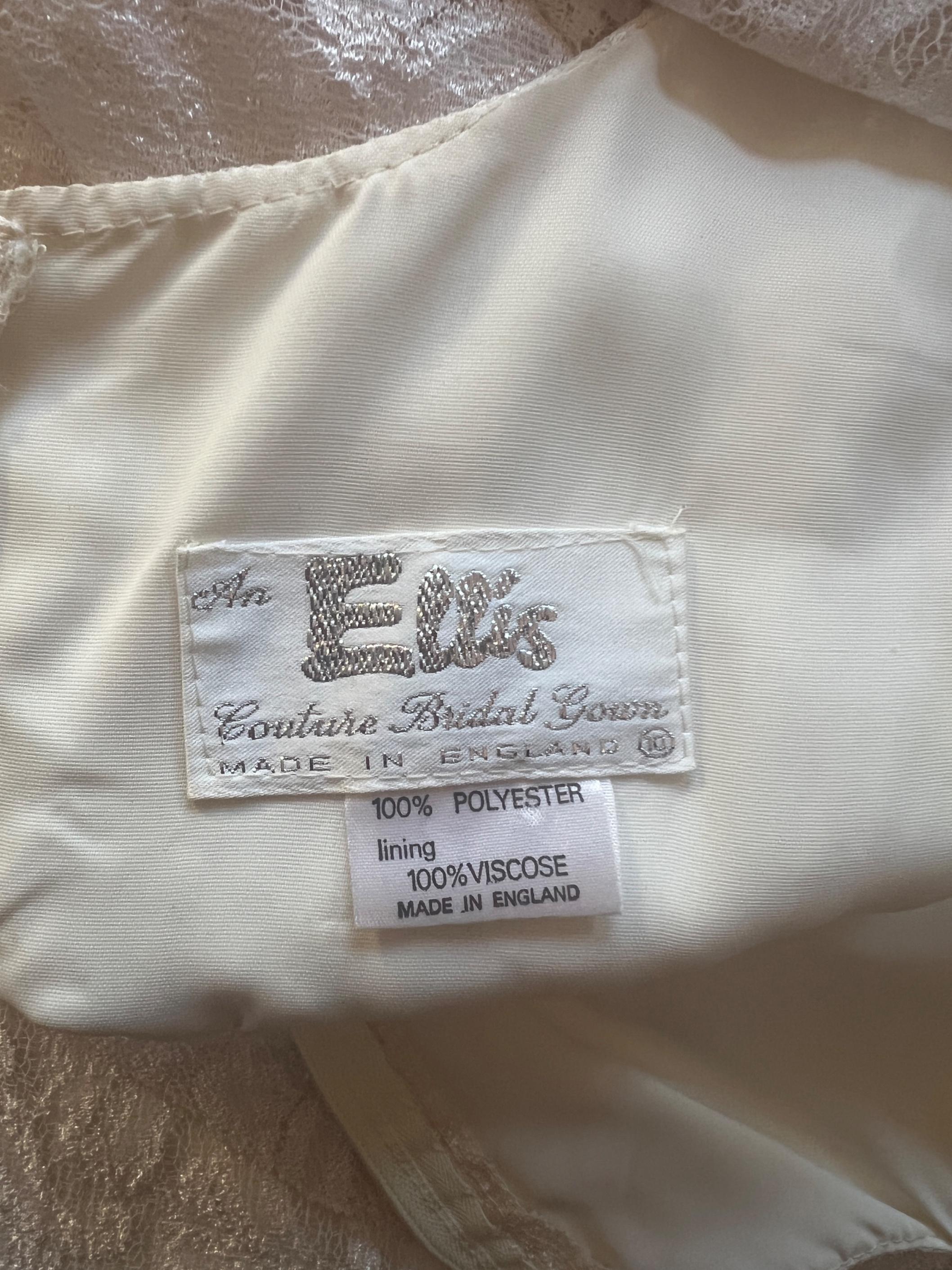 1970s Ellis Tassel Detail Tiered Cream Lace Wedding Dress 6