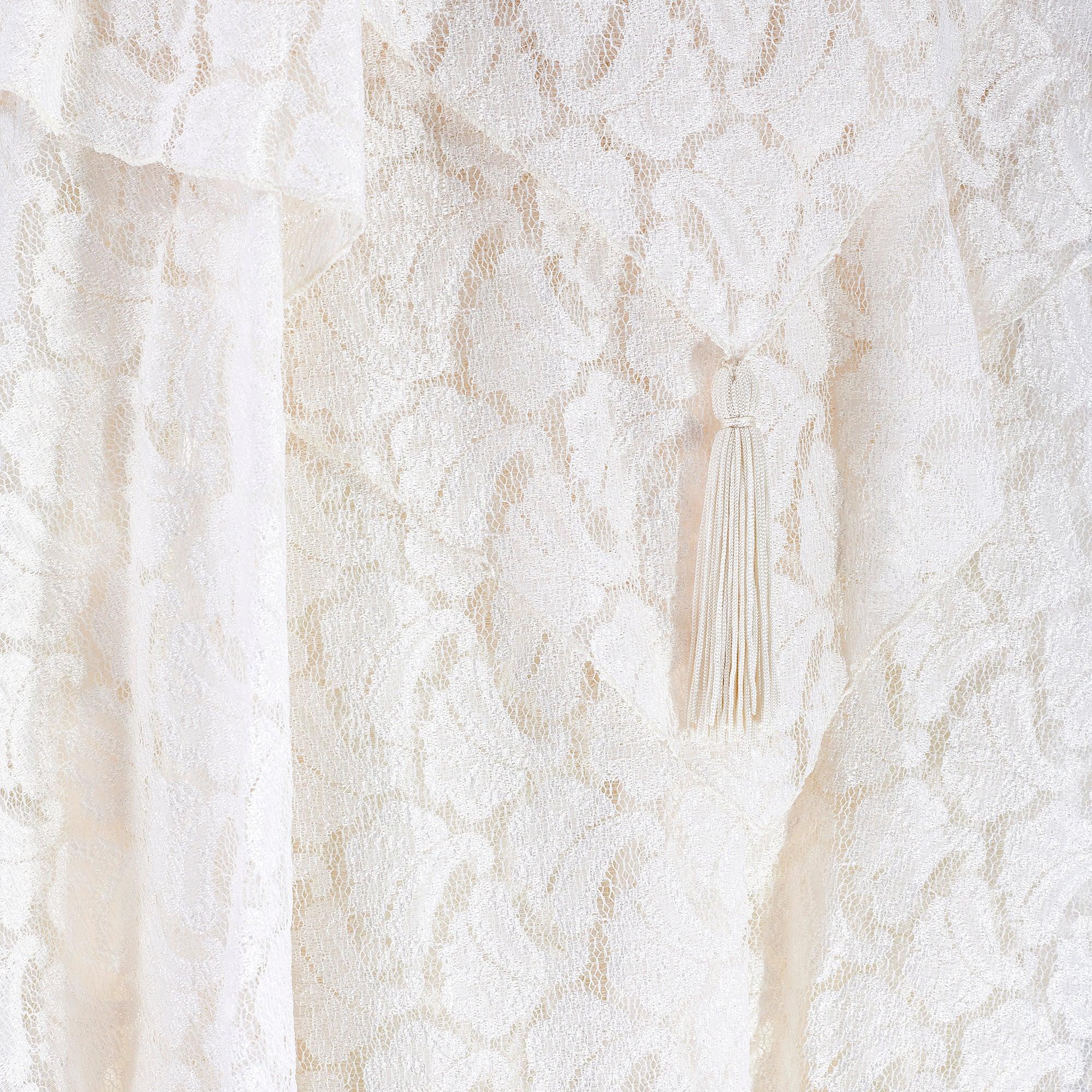1970s Ellis Tassel Detail Tiered Cream Lace Wedding Dress 3