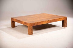1970s Elm burl squared coffee table