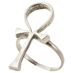 Vintage 1970s Elongated Sterling Silver Men's or Woman's Ankh Ring