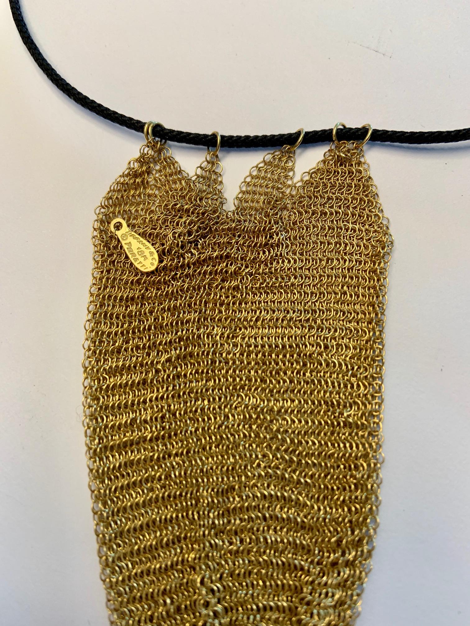 1970's Elsa Peretti for Halston Tiffany & Co 18k Gold Bag & Silk Tassel Necklace 4