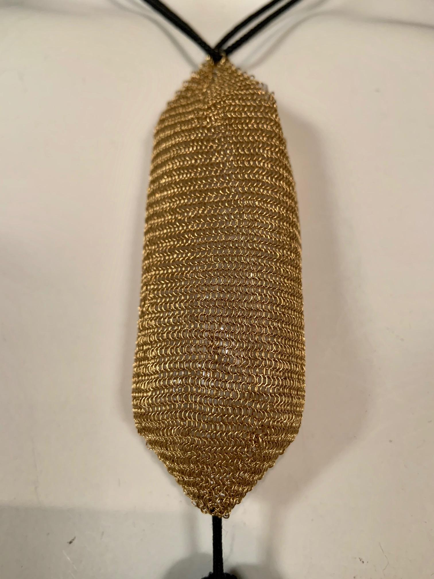 Modern 1970's Elsa Peretti for Halston Tiffany & Co 18k Gold Bag & Silk Tassel Necklace