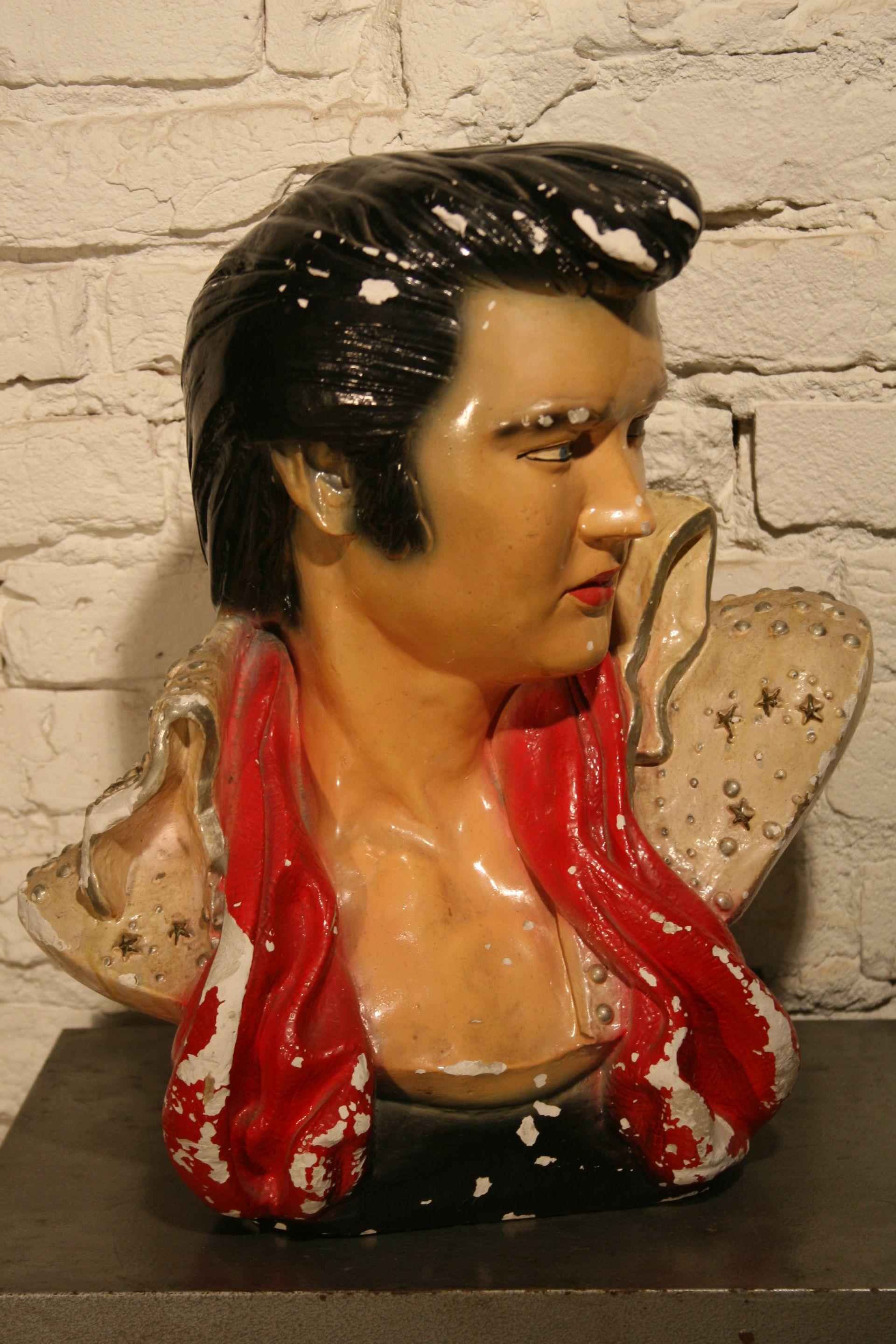 Plaster 1970s Elvis Presley Bust Head Statue Figure For Sale