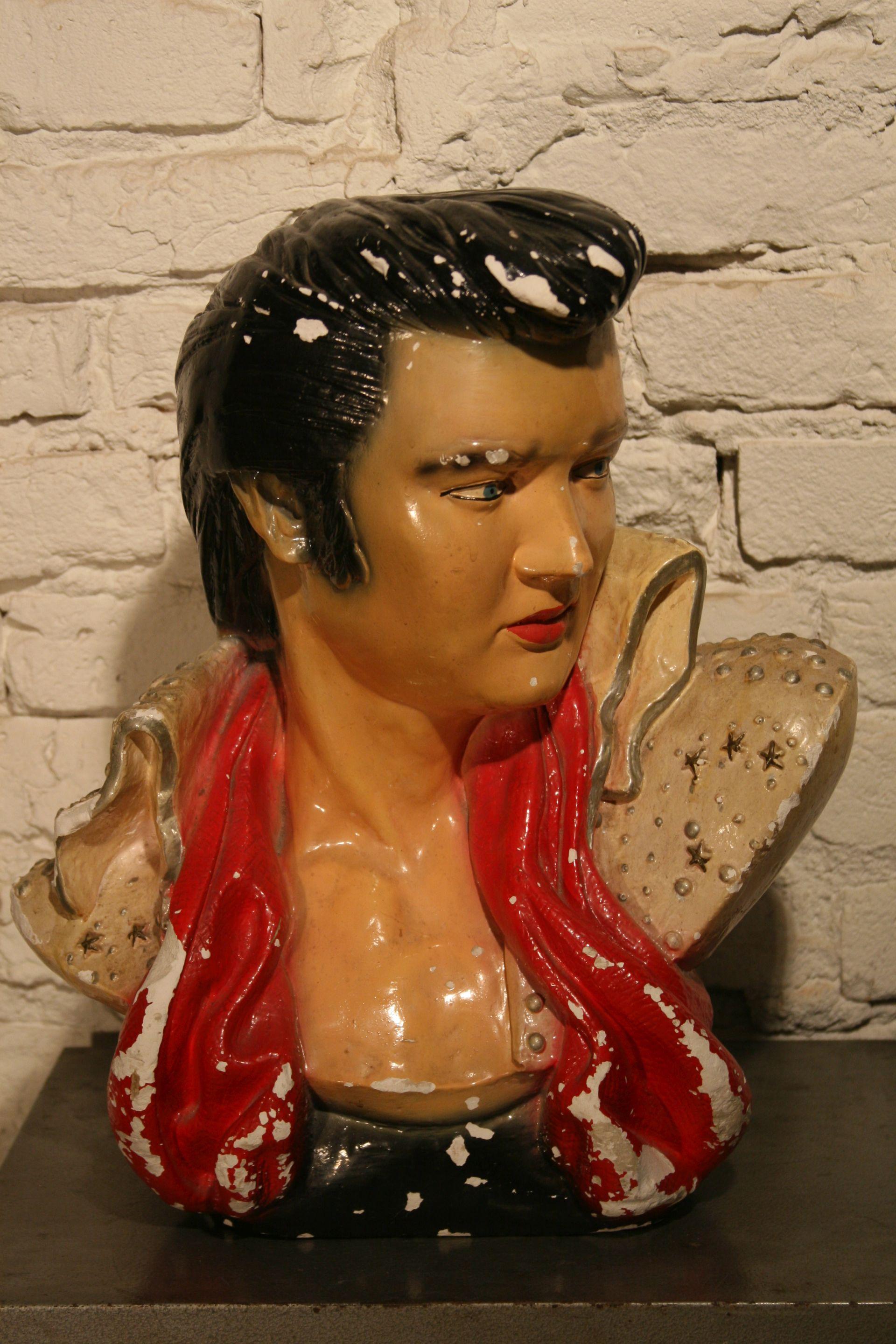 Painted 1970s Elvis Presley Bust Head Statue Figure For Sale