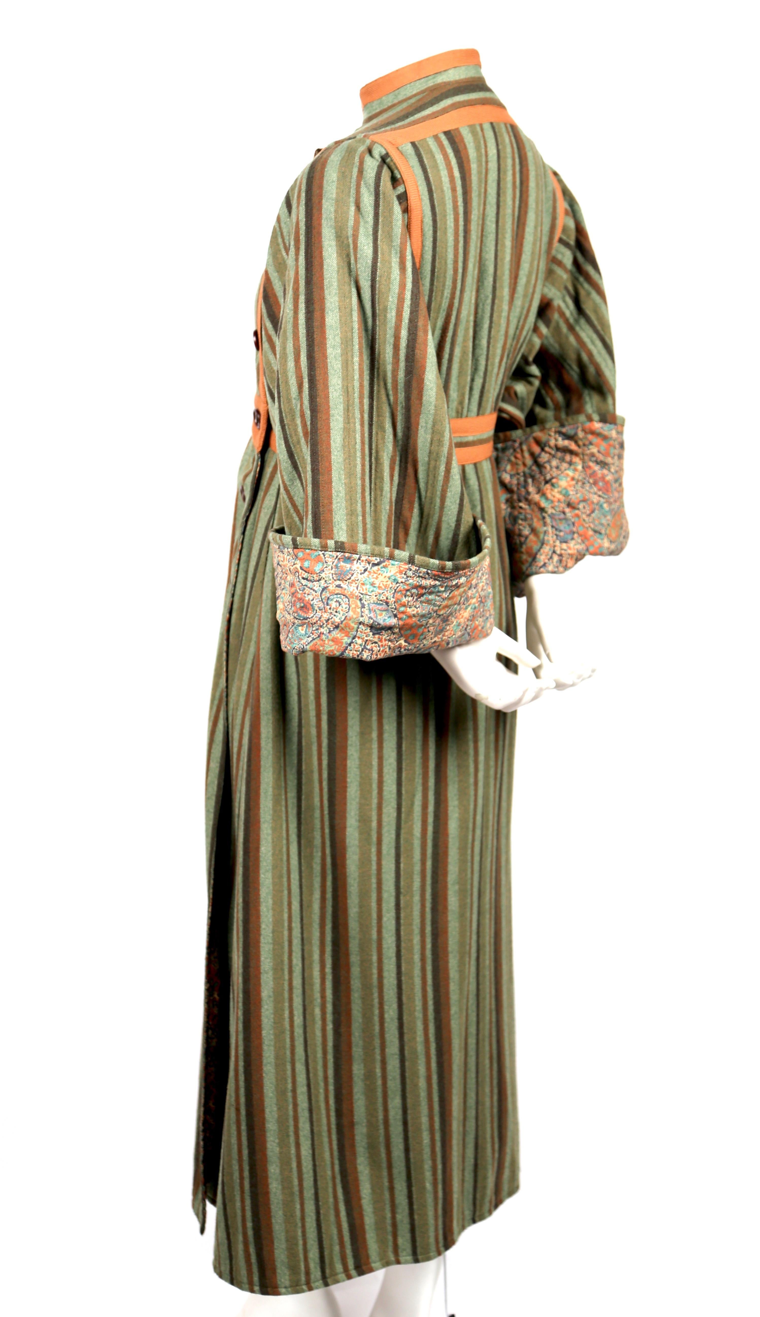 1970's EMANUEL UNGARO striped wool peasant coat with paisley lining In Good Condition In San Fransisco, CA