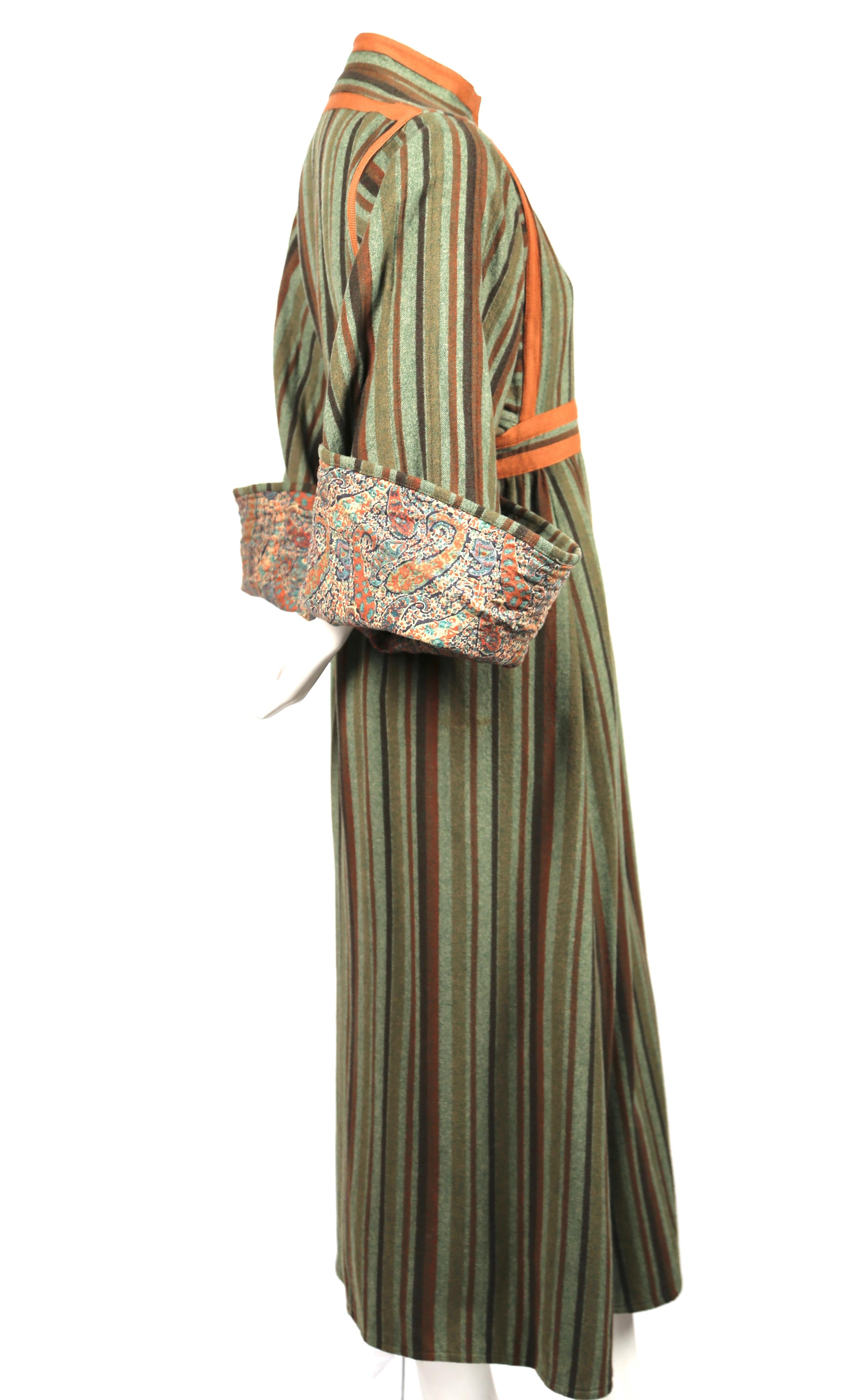 1970's EMANUEL UNGARO striped wool peasant coat with paisley lining 1