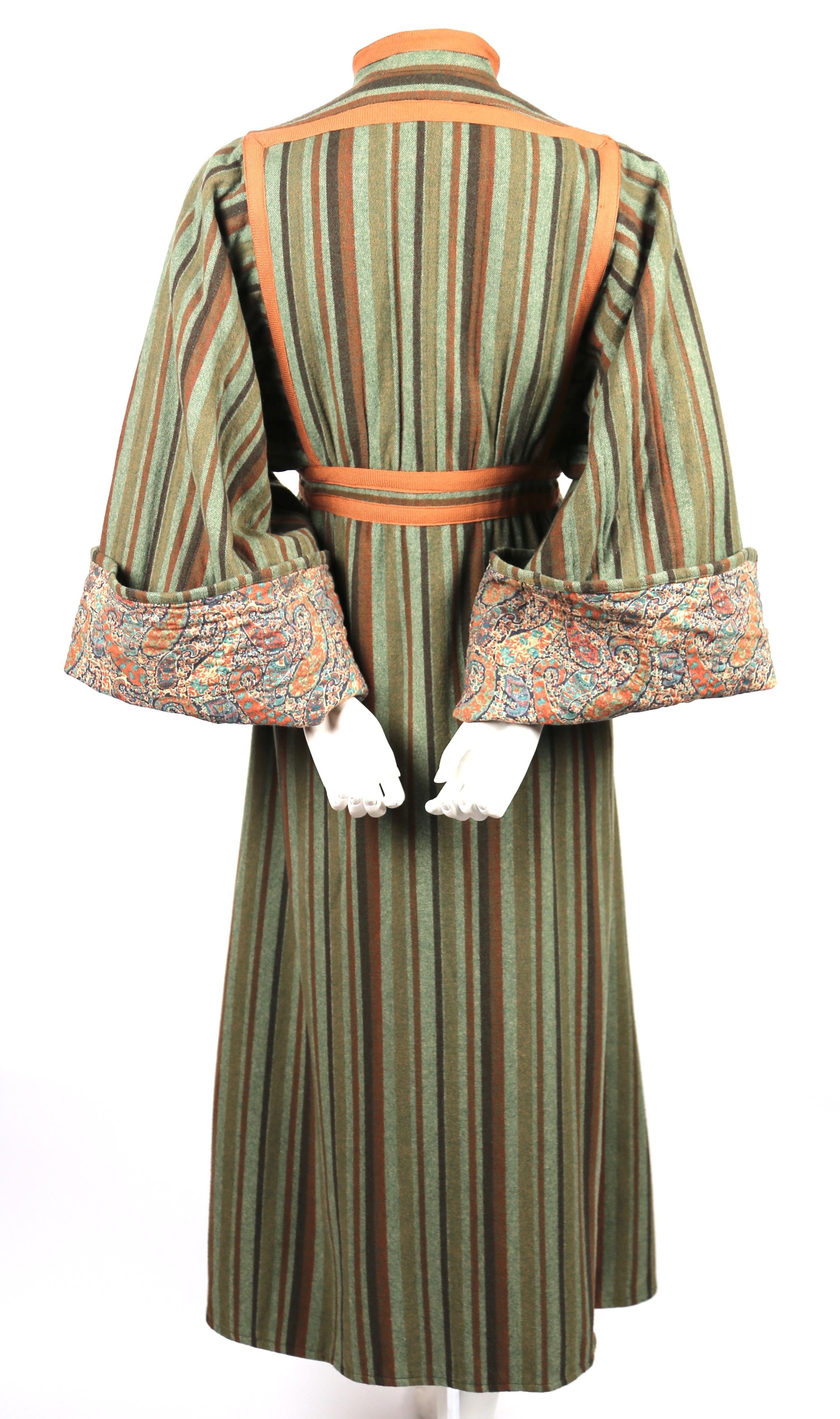 1970's EMANUEL UNGARO striped wool peasant coat with paisley lining 2