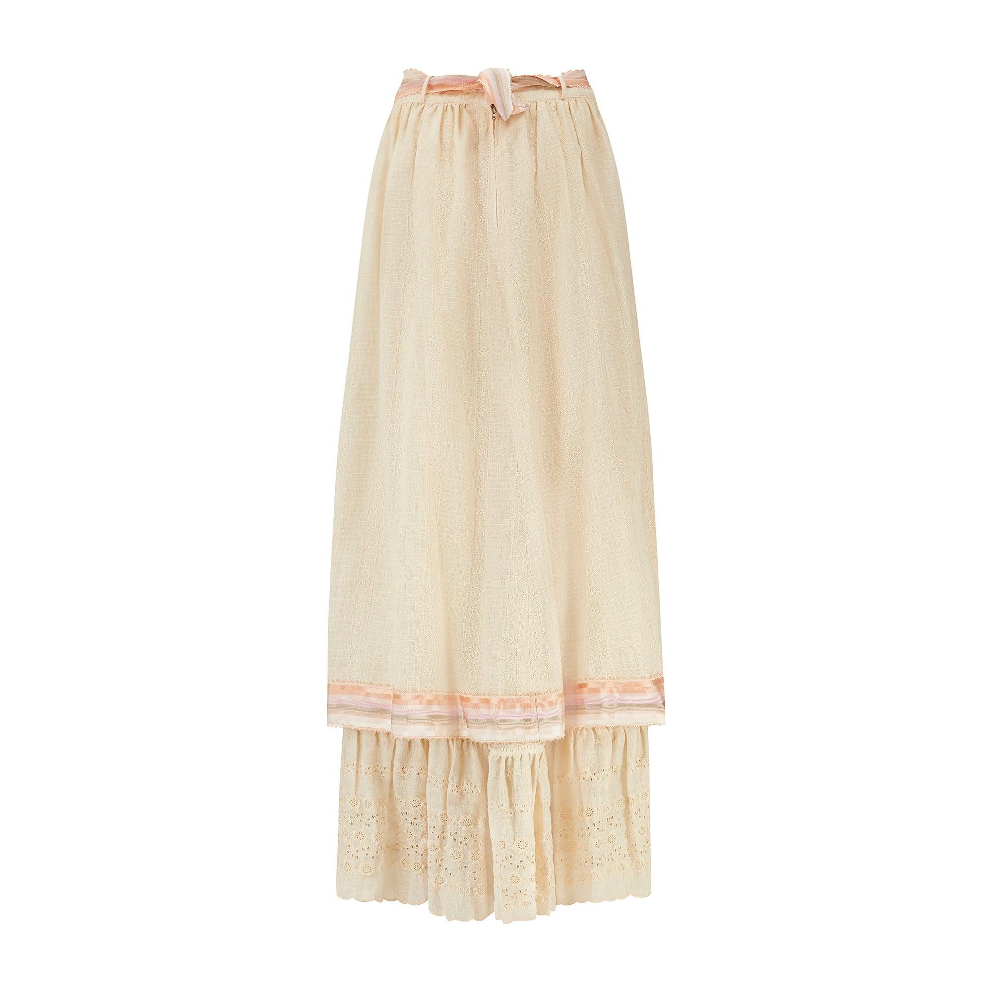 Conjunto Boho Bordado Crema y Cintas Años 70 en Excelente estado para la venta en London, GB