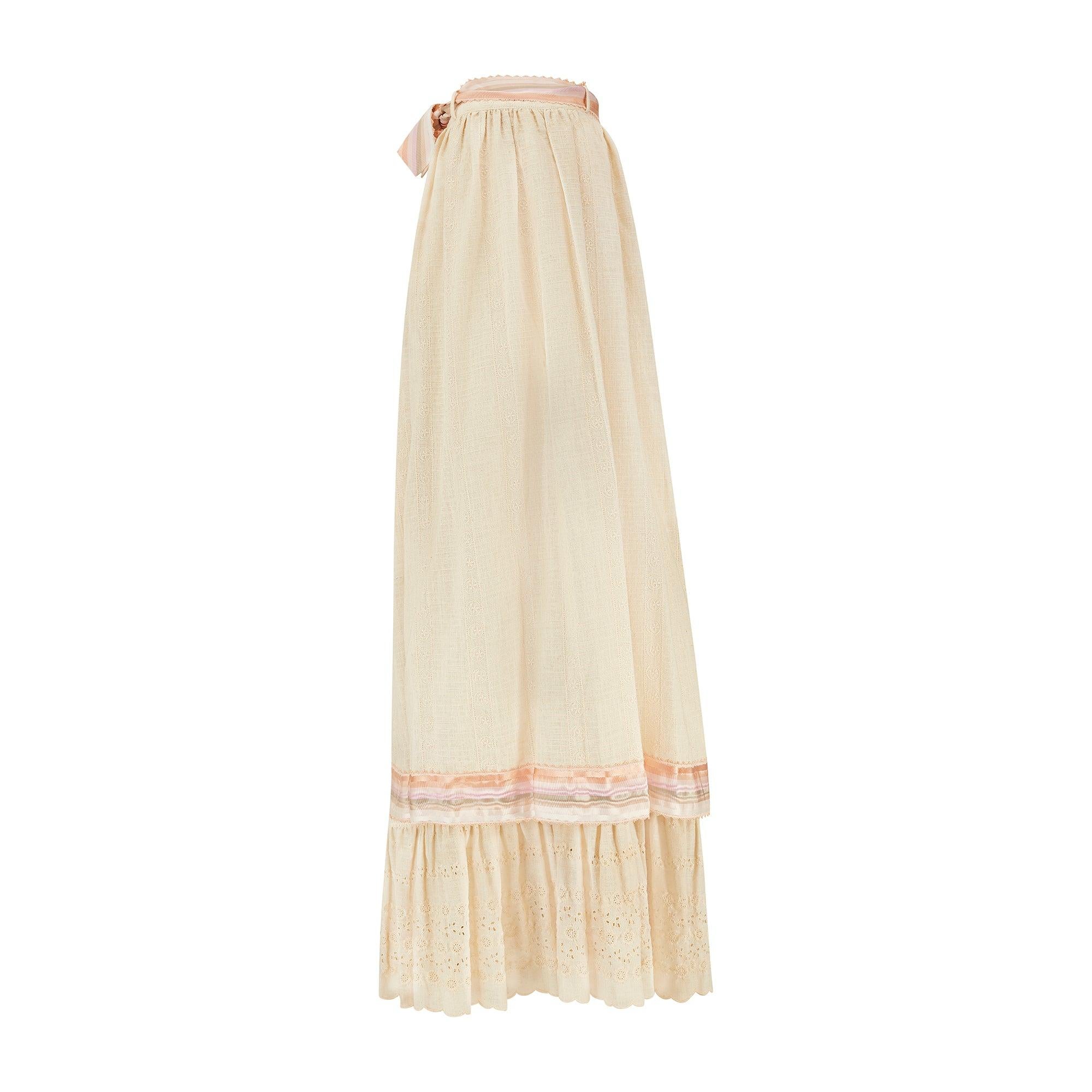 De las mujeres Conjunto Boho Bordado Crema y Cintas Años 70 en venta