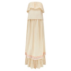 Vintage 1970s Embroidered Cream and Ribbonwork Boho Ensemble