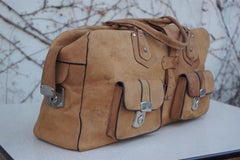 1970s Embroidered Suede Travel Bag