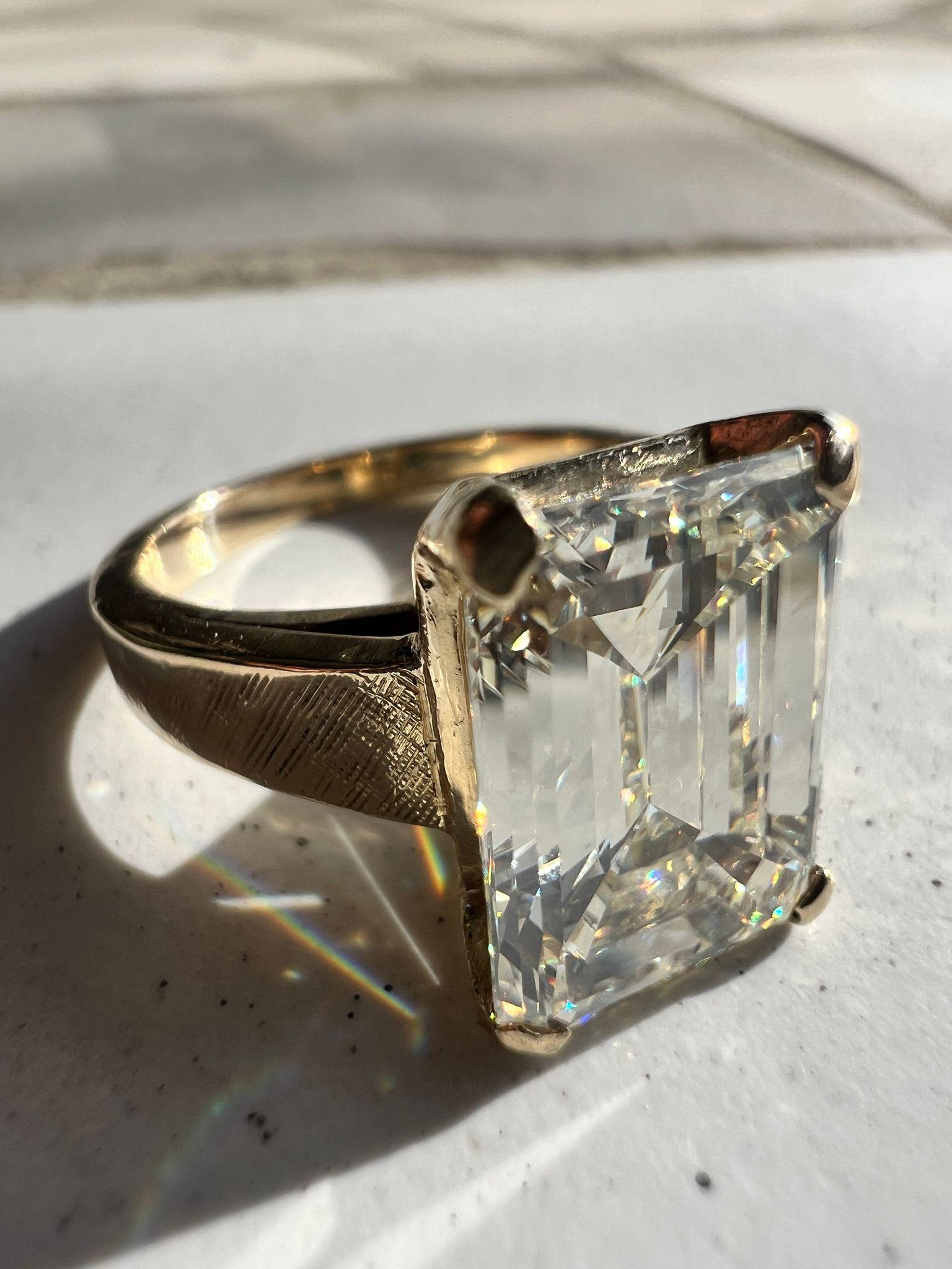 Late 20th Century 1970s Emerald Cut Diamond Engagement Ring 4.08 Carat GIA Certified