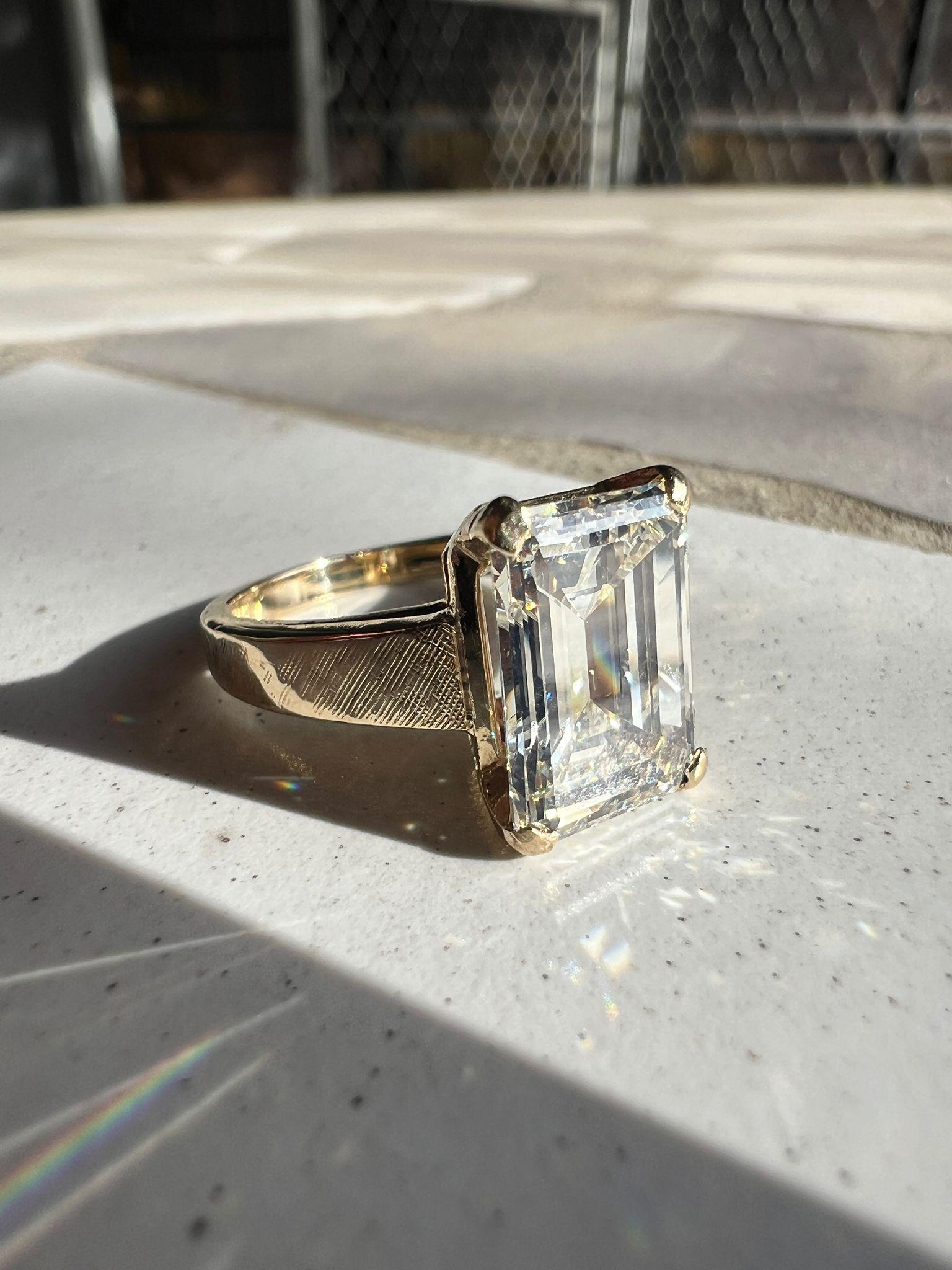 Modern 1970s Emerald Cut Diamond Engagement Ring 4.08 Carat GIA Certified