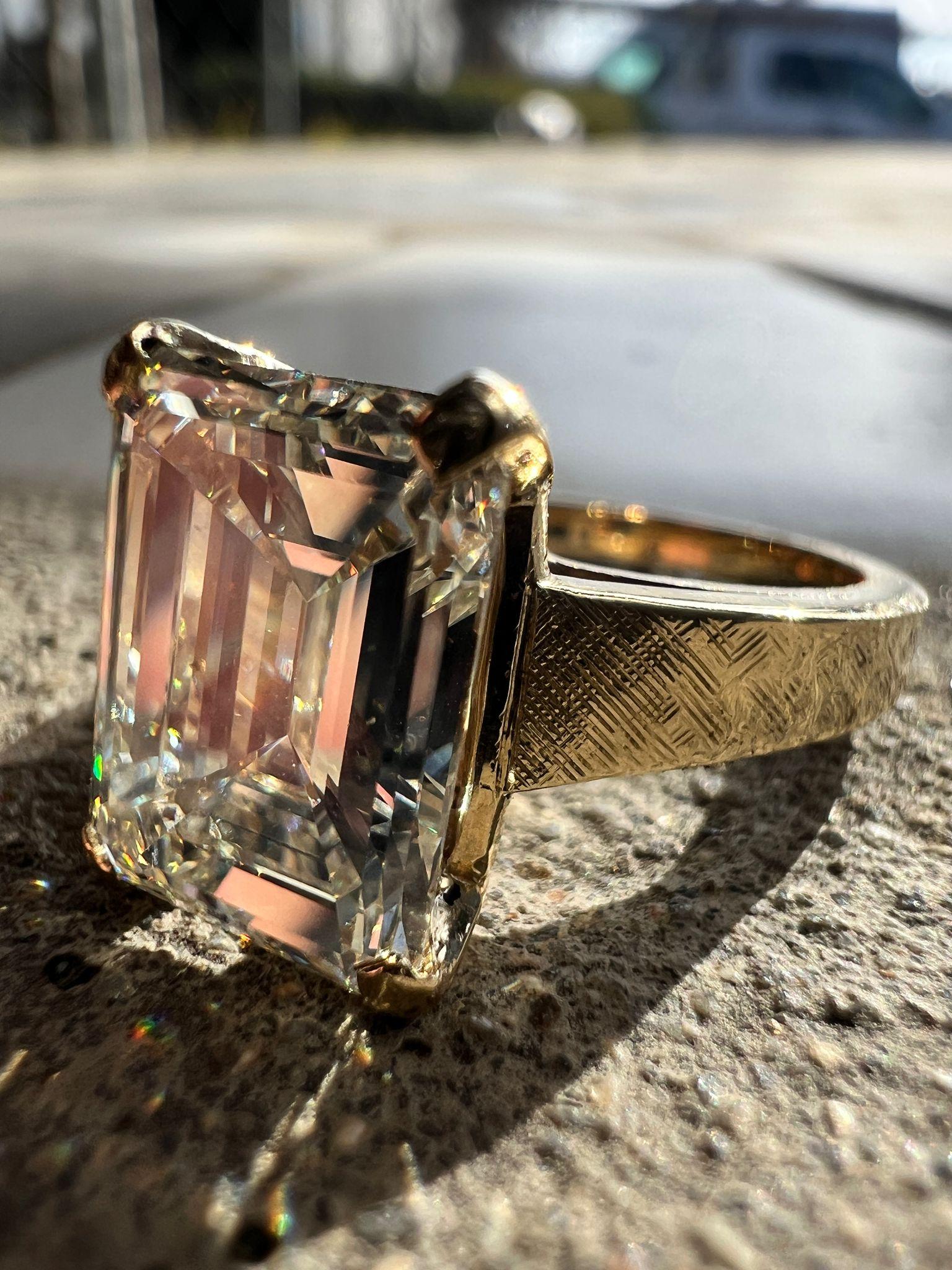 1970s Emerald Cut Diamond Engagement Ring 4.08 Carat GIA Certified 1