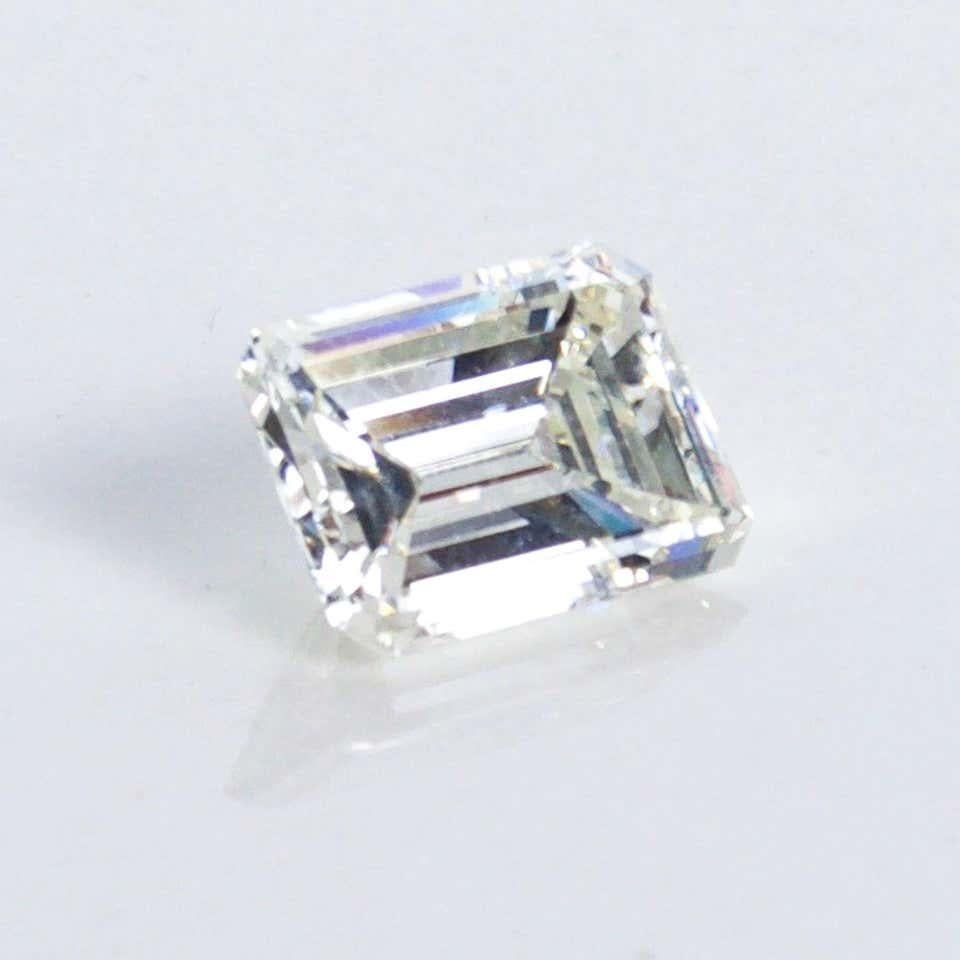 1970s Emerald Cut Diamond Engagement Ring 4.08 Carat GIA Certified  For Sale 2