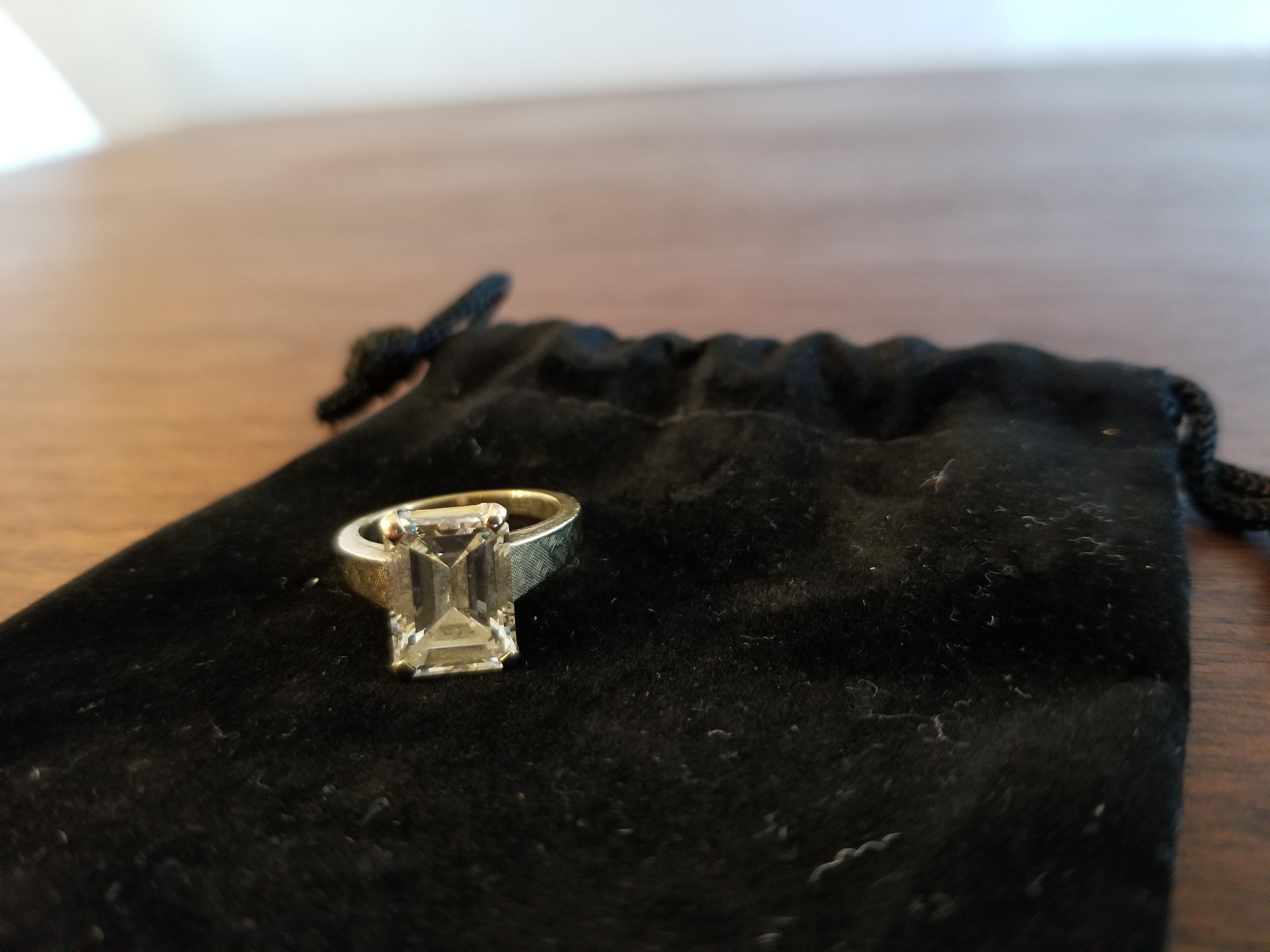 1970s Emerald Cut Diamond Engagement Ring 4.08 Carat GIA Certified  For Sale 4