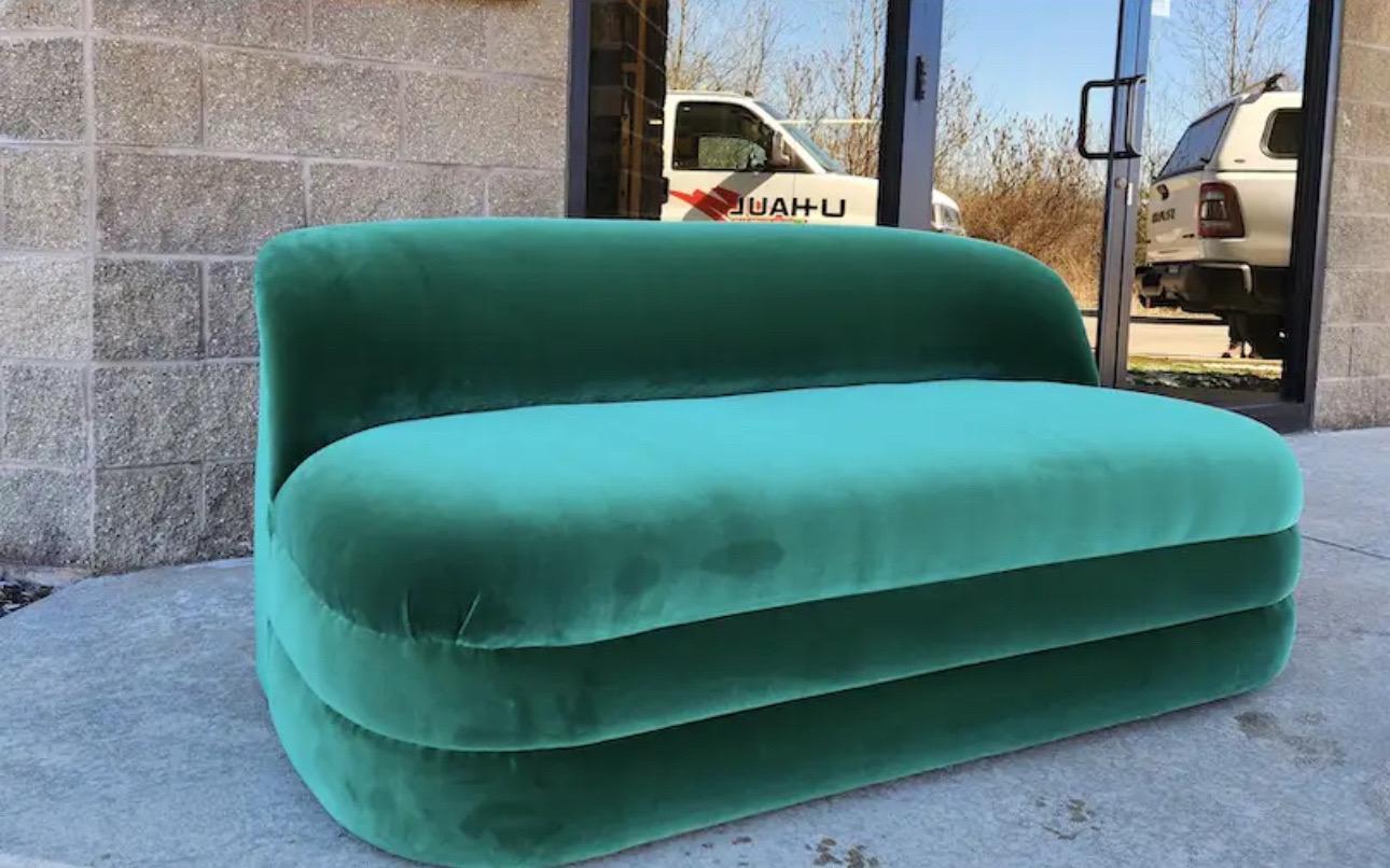 Settee tapissée vert émeraude des années 1970 par Paul Evans pour Directional en vente 1