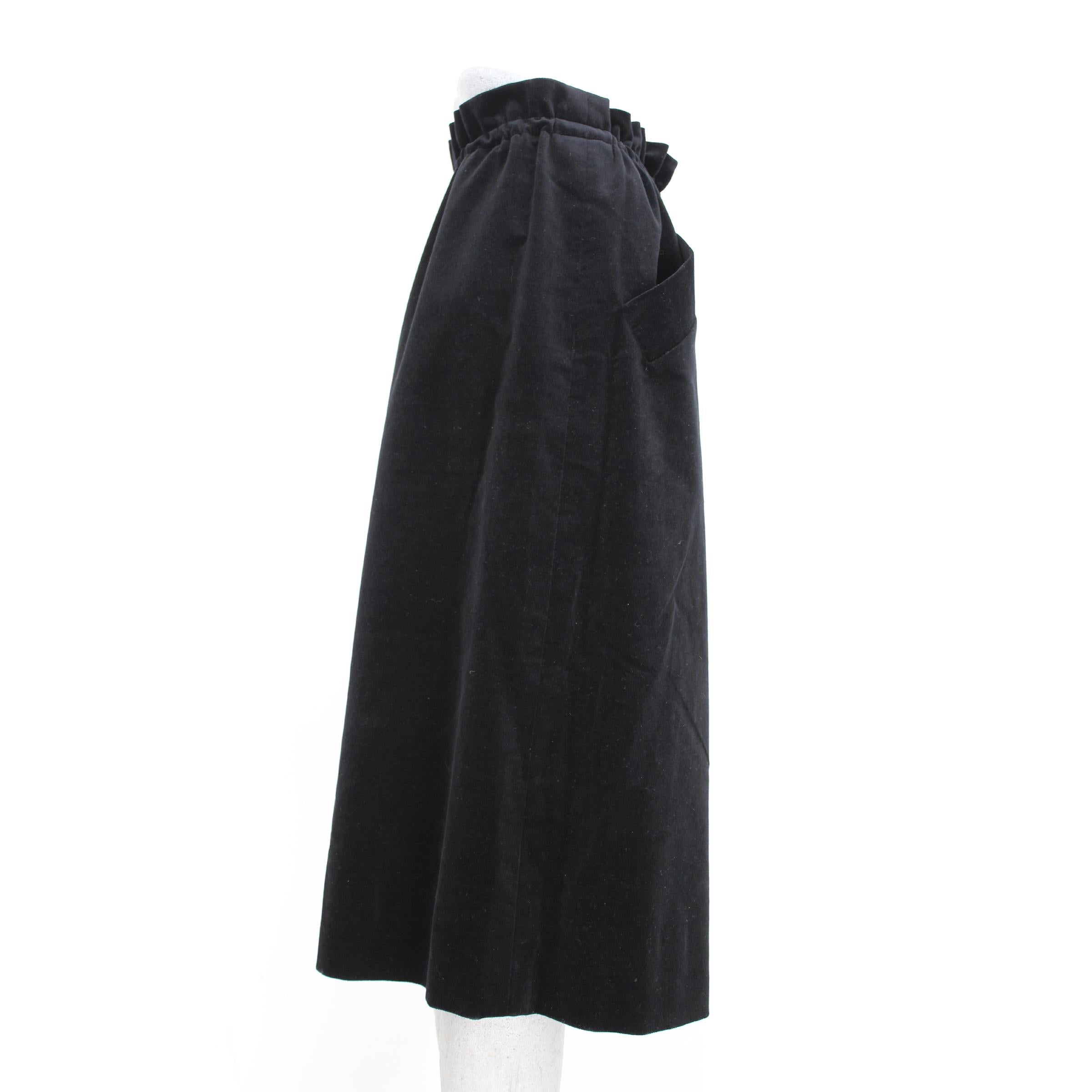 Women's 1970s Emilio Pucci Black Cotton Velvet Trapeze Maxi Skirt 