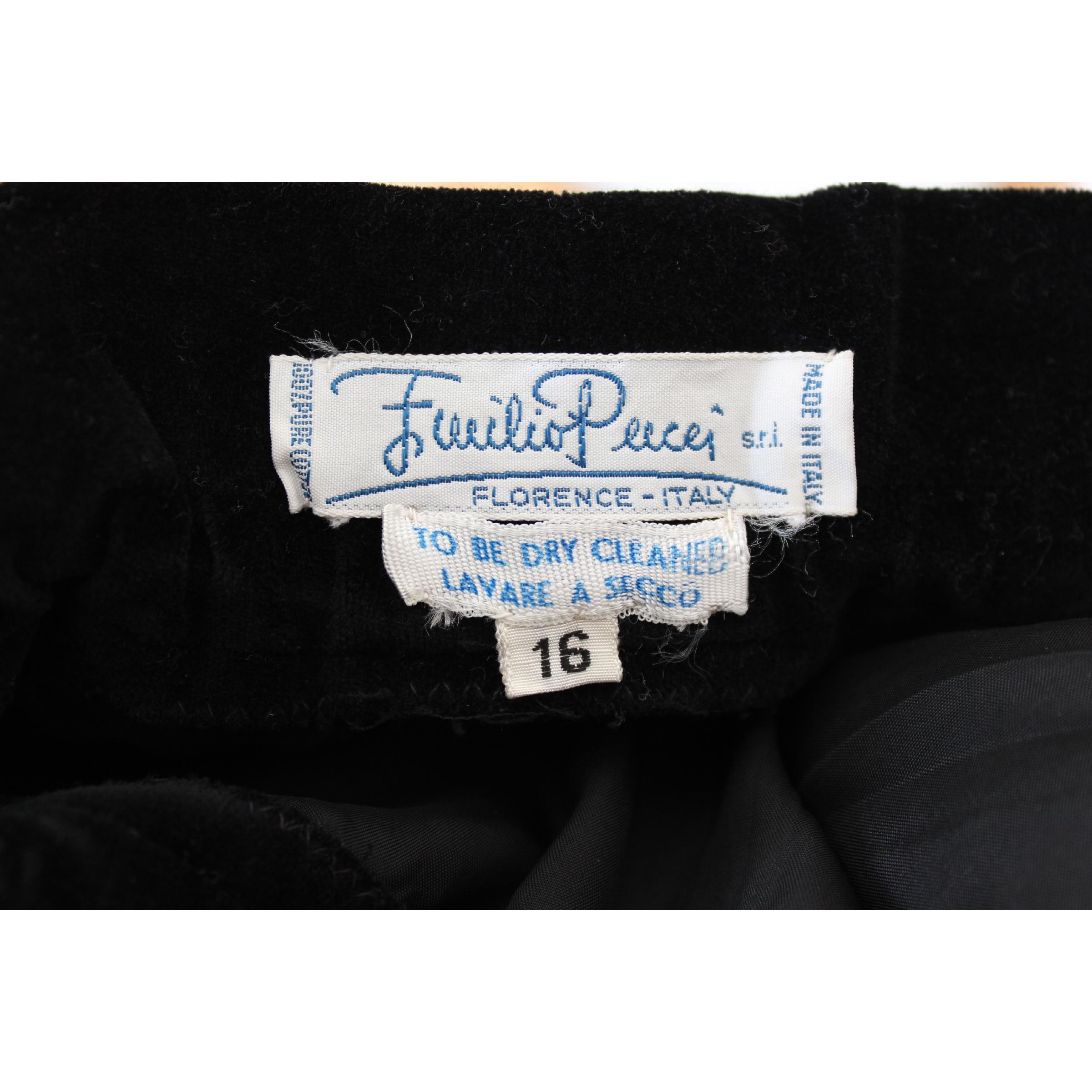 1970s Emilio Pucci Black Cotton Velvet Trapeze Maxi Skirt  4