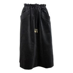 1970s Emilio Pucci Black Cotton Velvet Trapeze Maxi Skirt