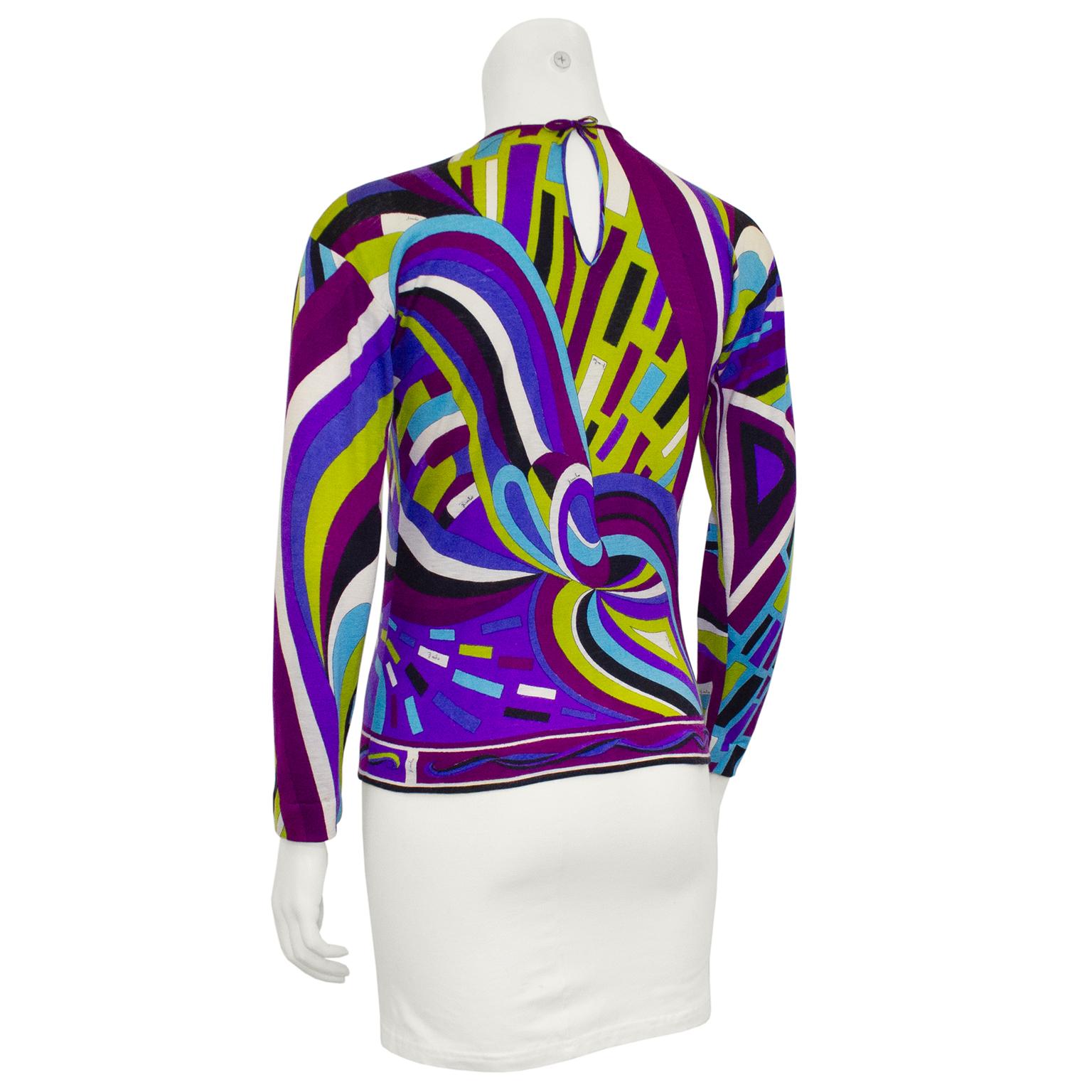 Top de cachemira de los años 70 de Emilio Pucci Púrpura en venta