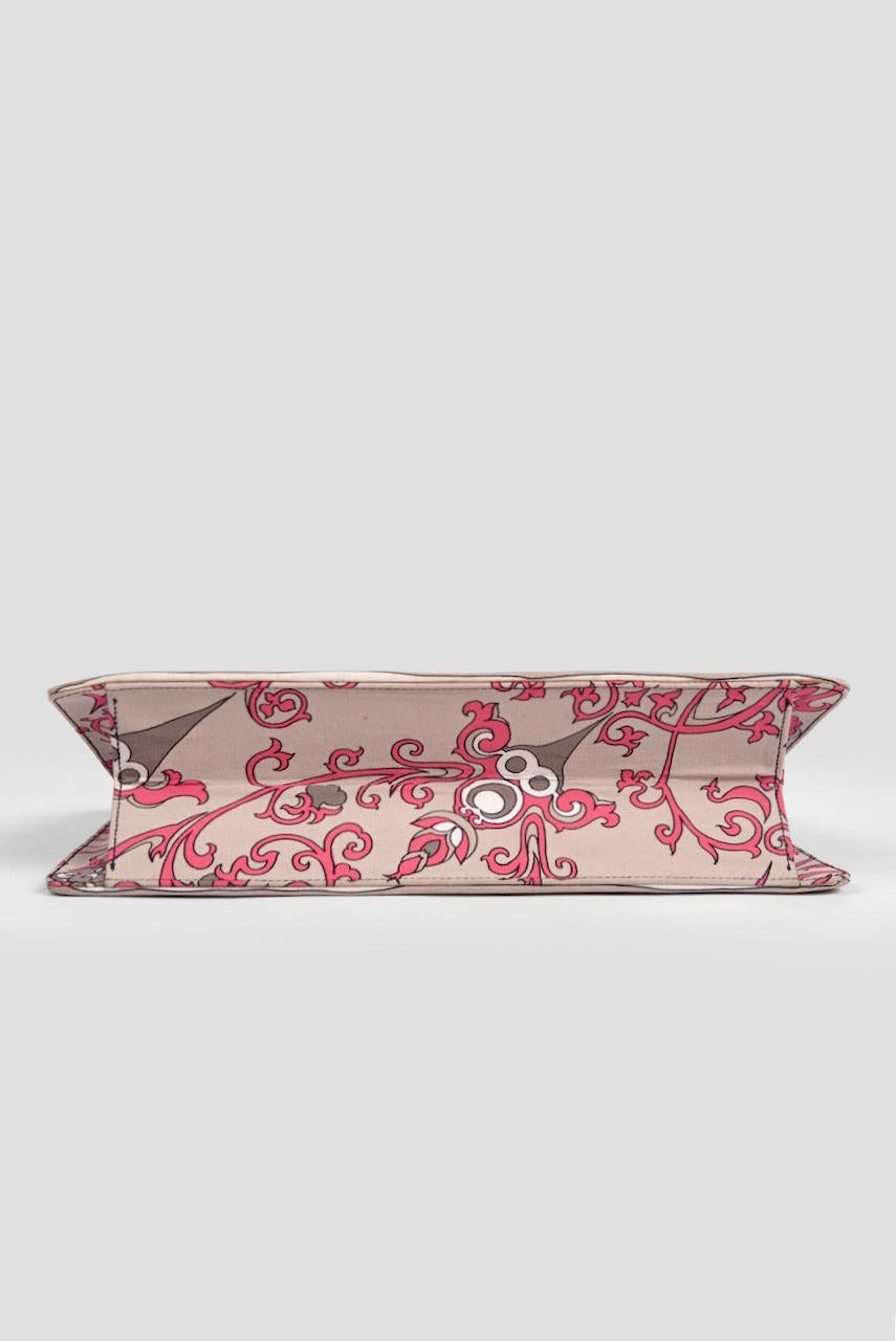 1970s EMILIO PUCCI Floral Print Pink & Taupe Clutch or Shoulder Bag & Belt Set 2