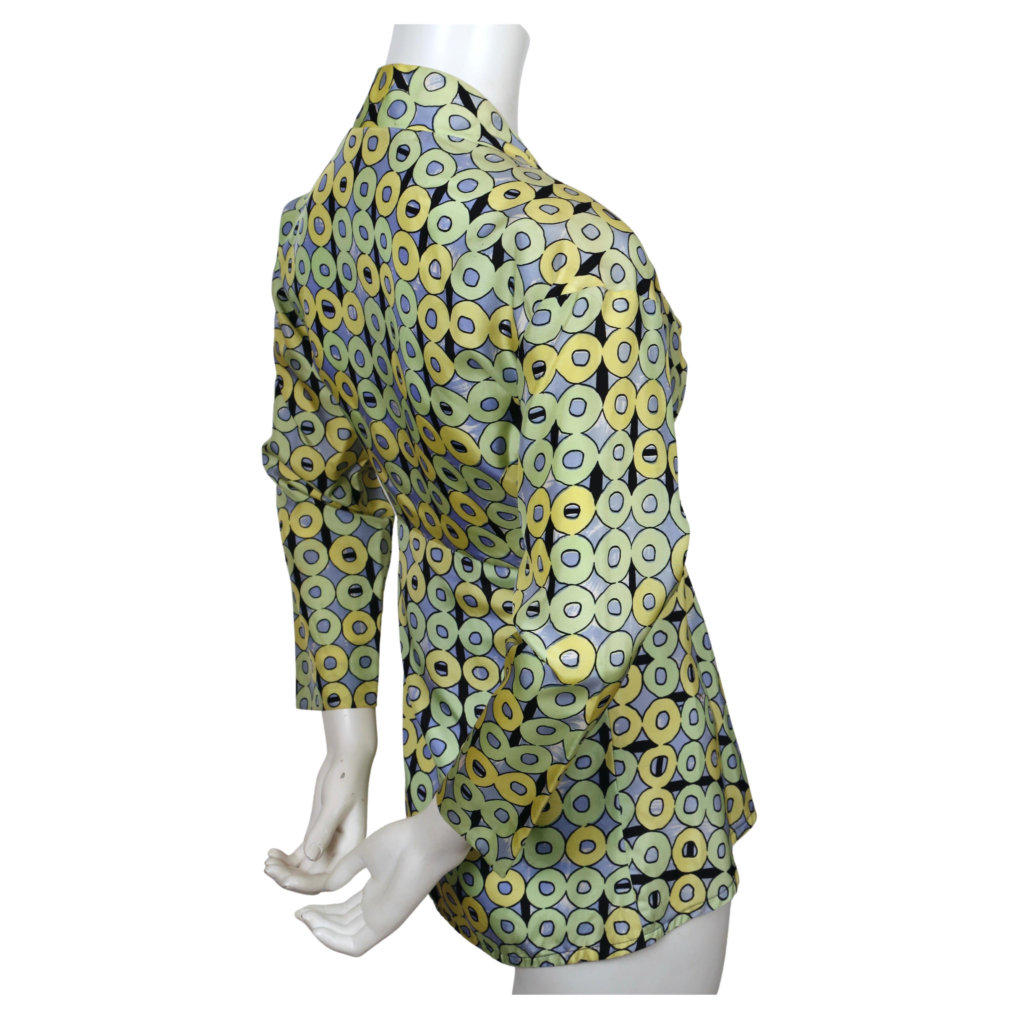 1970's EMILIO PUCCI geometric printed silk blouse In Good Condition For Sale In San Fransisco, CA