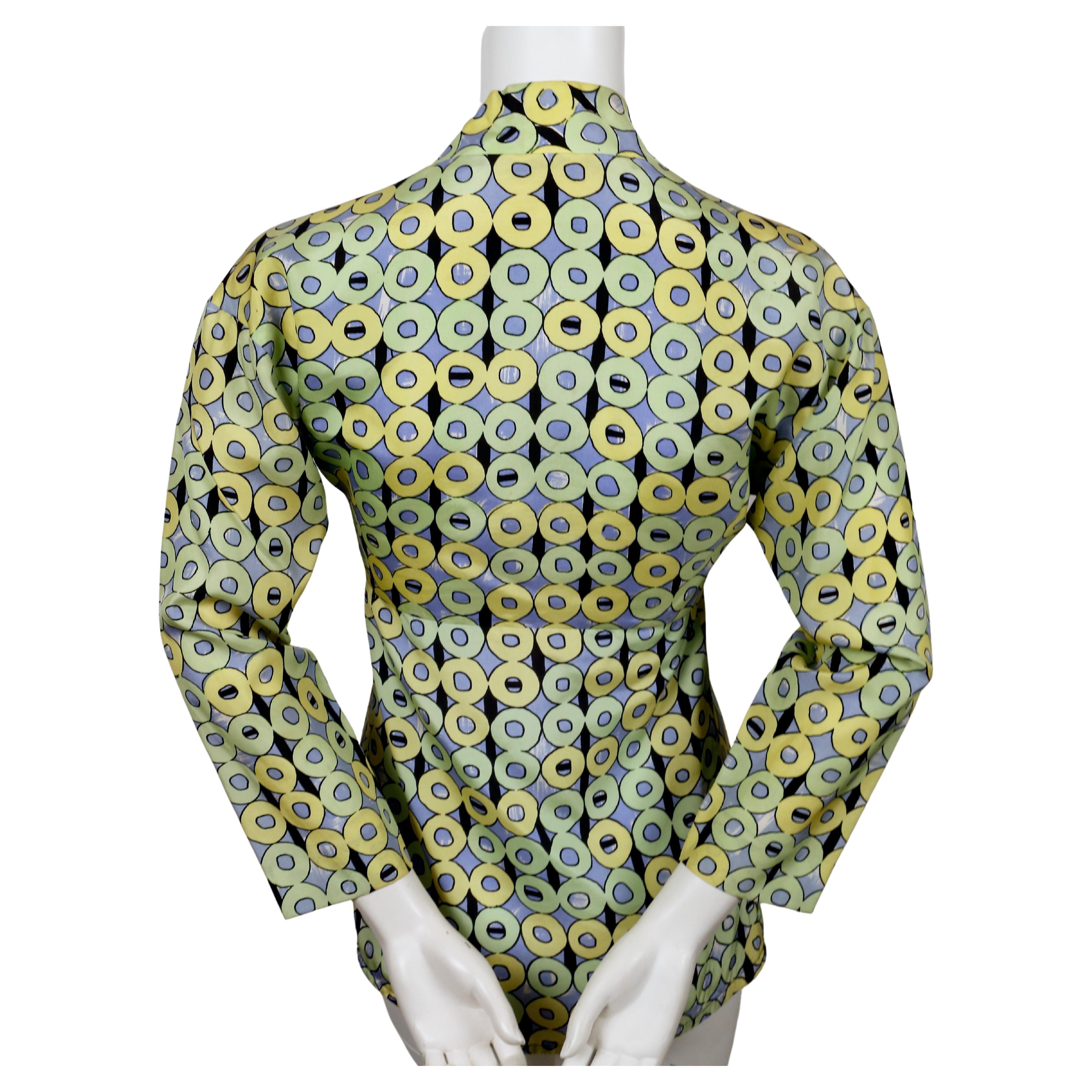 1970's EMILIO PUCCI geometric printed silk blouse For Sale 1
