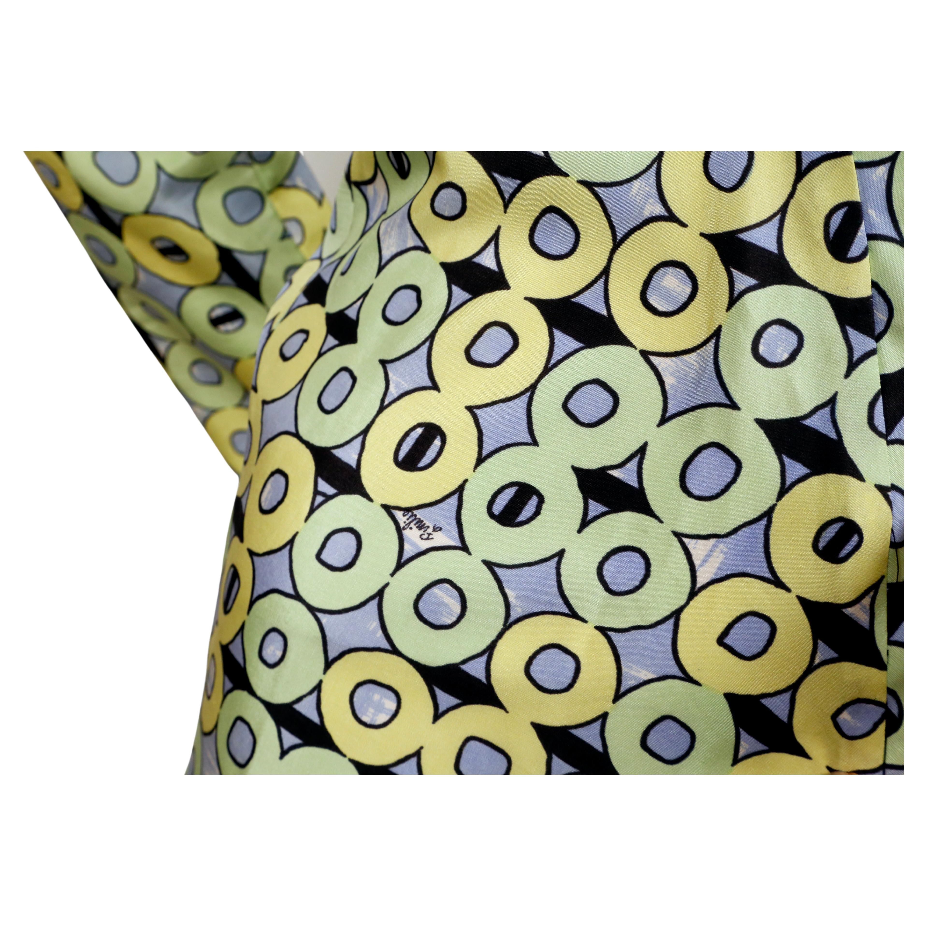 1970's EMILIO PUCCI geometric printed silk blouse For Sale 4