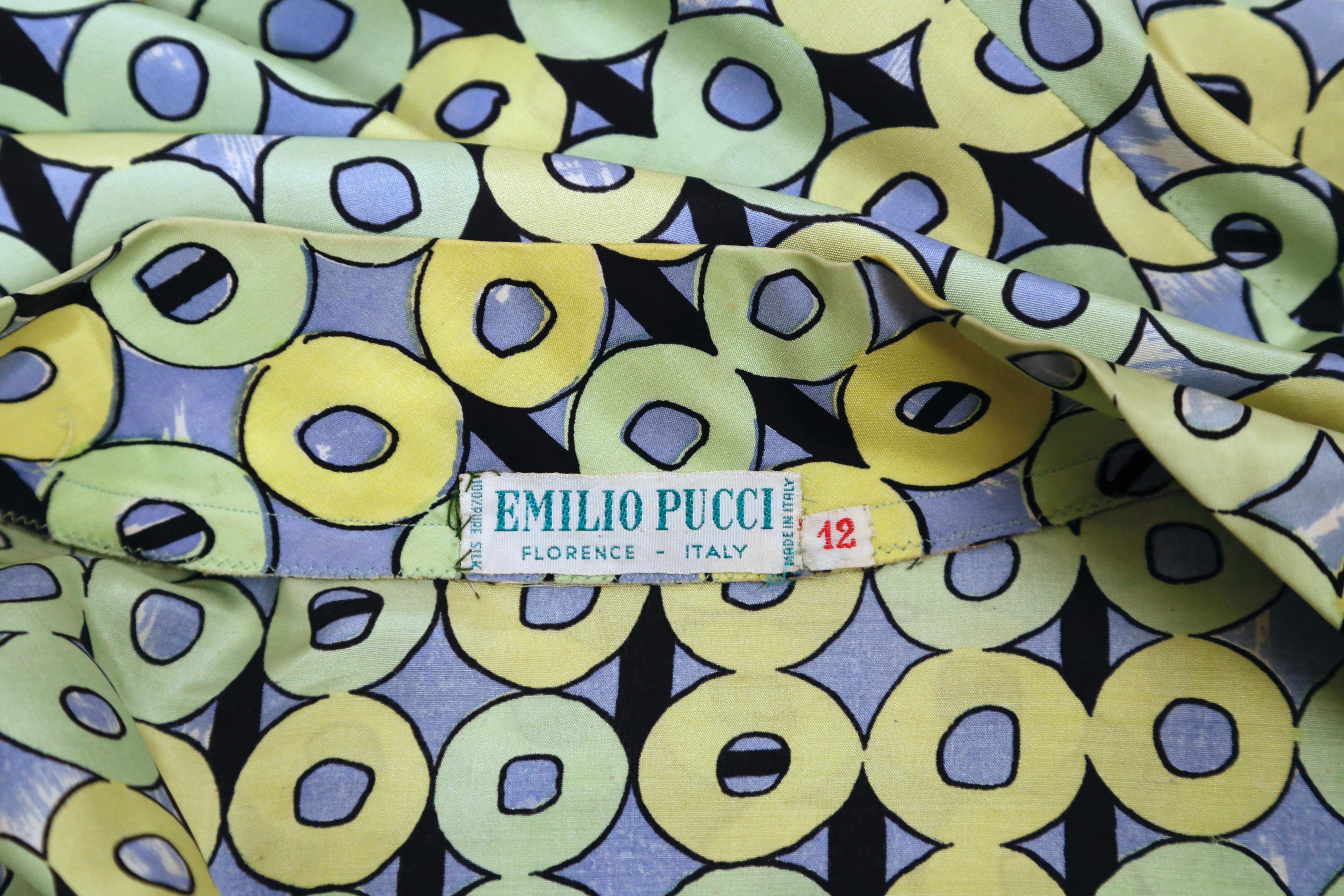 1970's EMILIO PUCCI geometric printed silk blouse For Sale 5