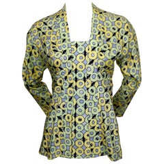 Retro 1970's EMILIO PUCCI geometric printed silk blouse