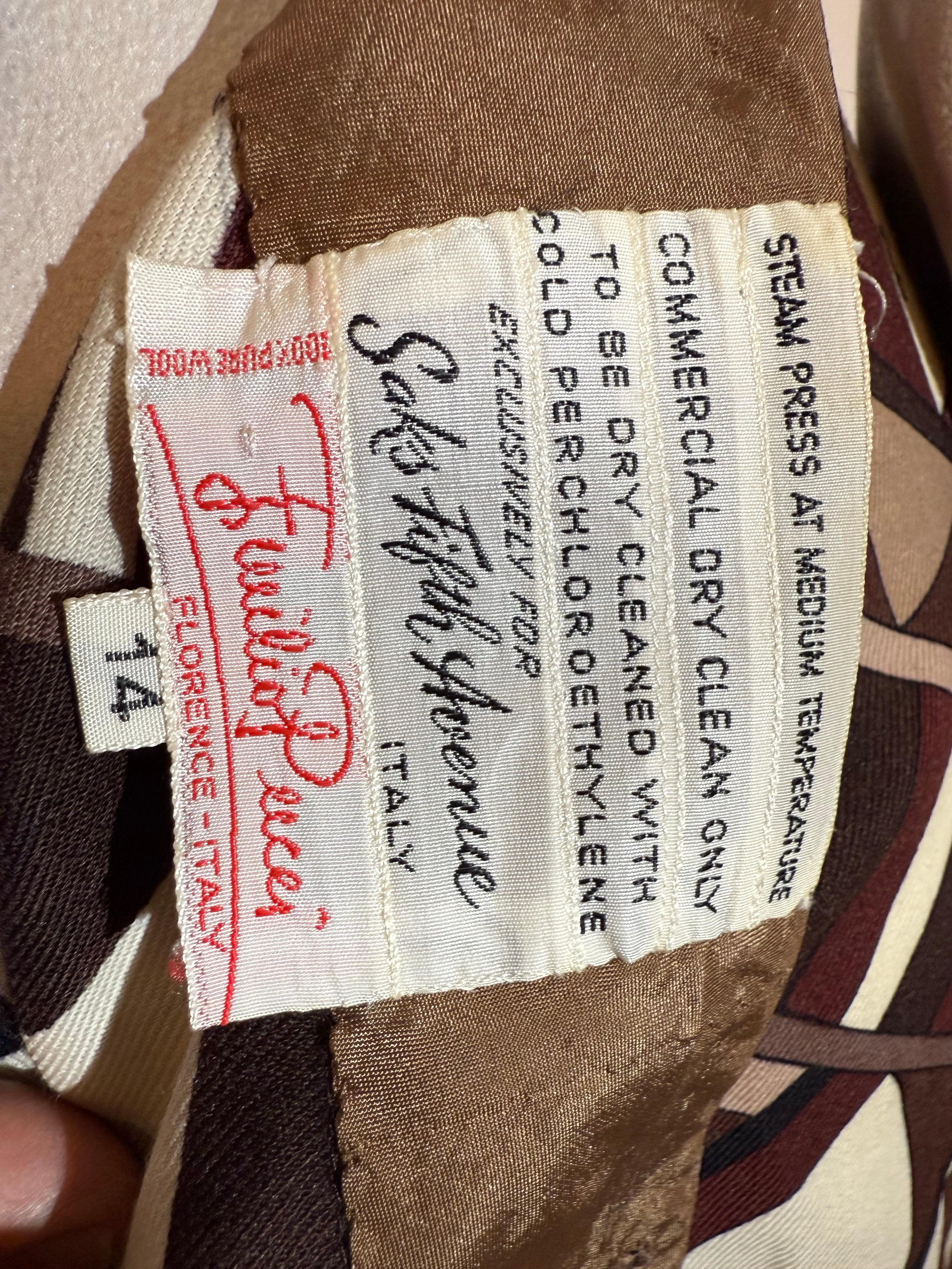 Maxi falda de punto en A de lana pura Emilio Pucci de los años 70 en marrones geométricos en venta 14