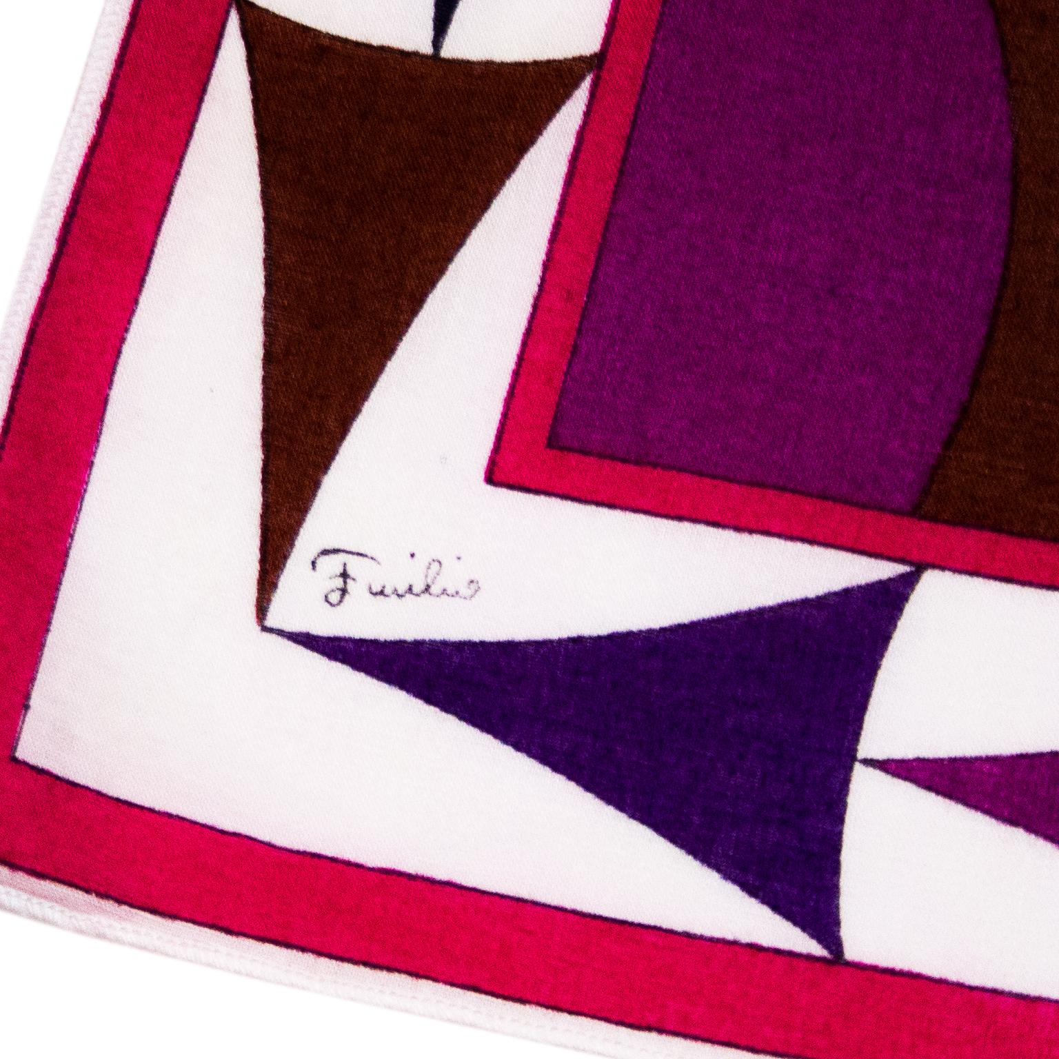 1970s Emilio Pucci Purple Abstract Cotton Scarf  In Good Condition In Toronto, Ontario