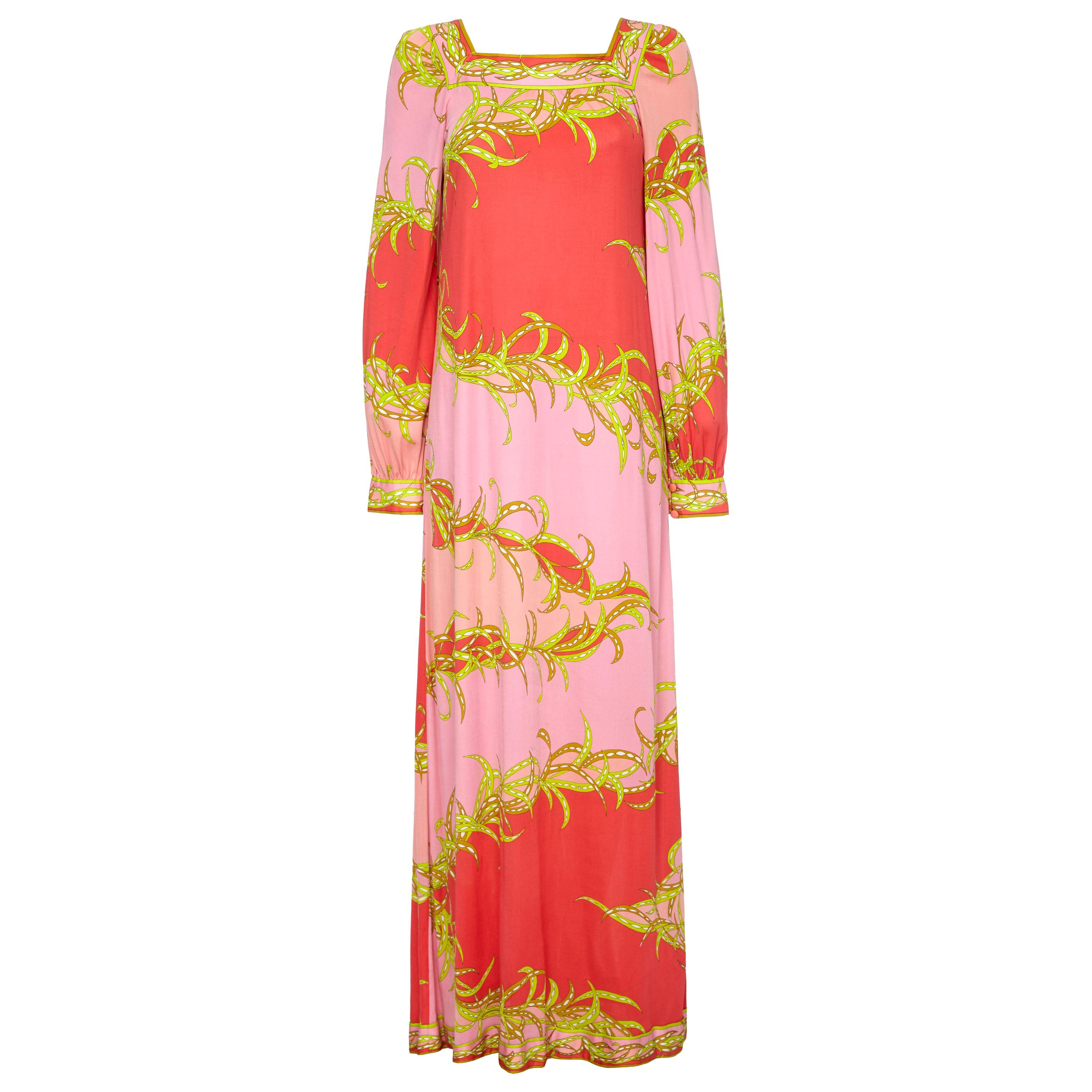 1970s Emilio Pucci Silk Tropical Print Lounge Dress For Sale at 1stDibs ...