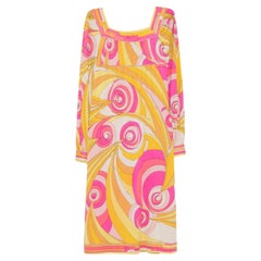 1970s Emilio Pucci Yellow Printed Silk Dress