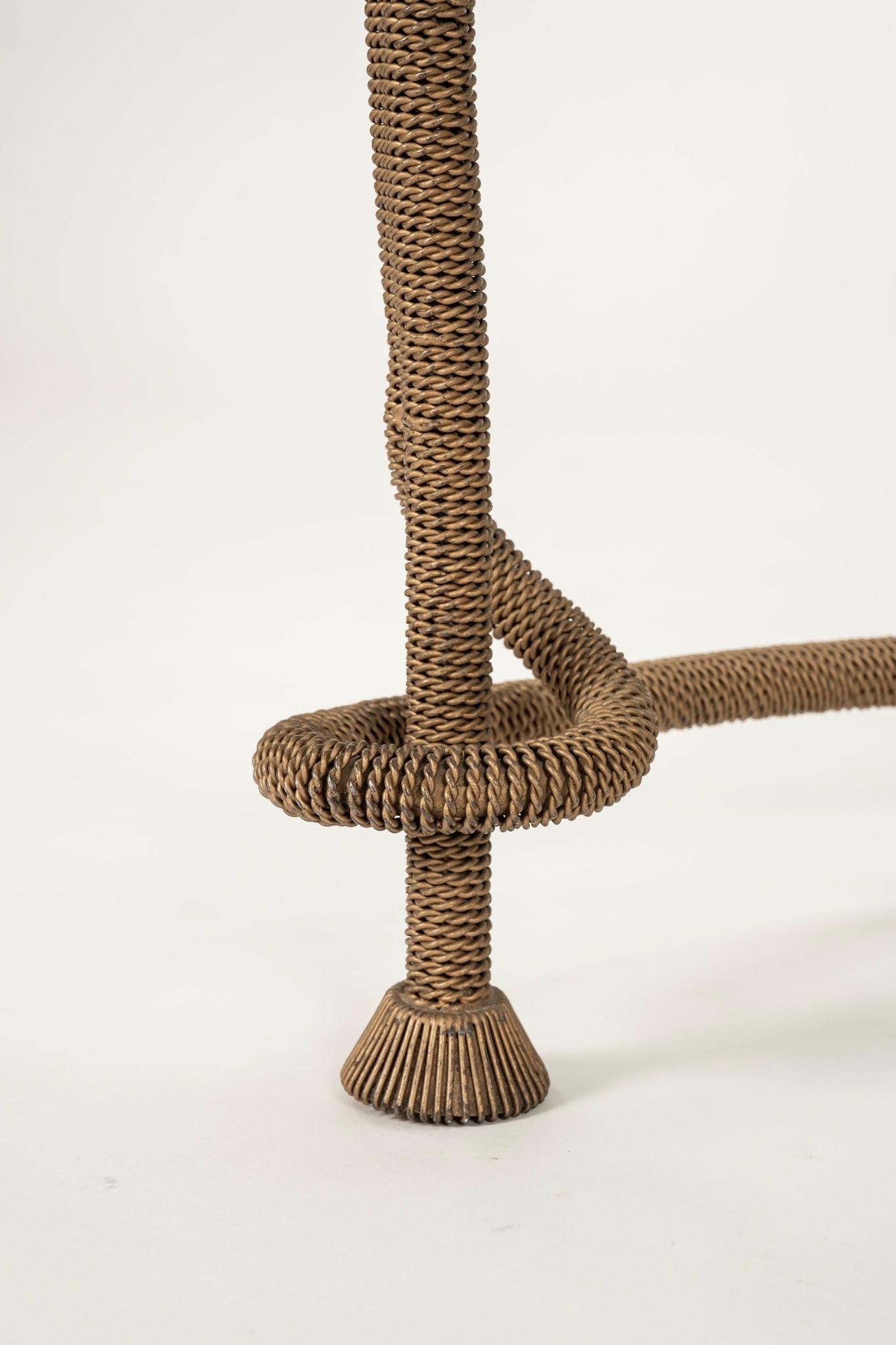 1970s  Cocktail Table Emilio Rey in bronzo dorato in corda in vendita 1