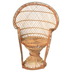 1970s Emmanuelle Miniature Wicker Rattan Armchair Plant Stand Bohemian Chic