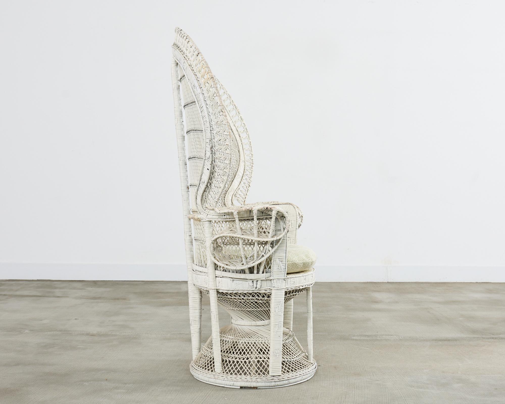 Wicker 1970s Emmanuelle Peacock Chair For Sale